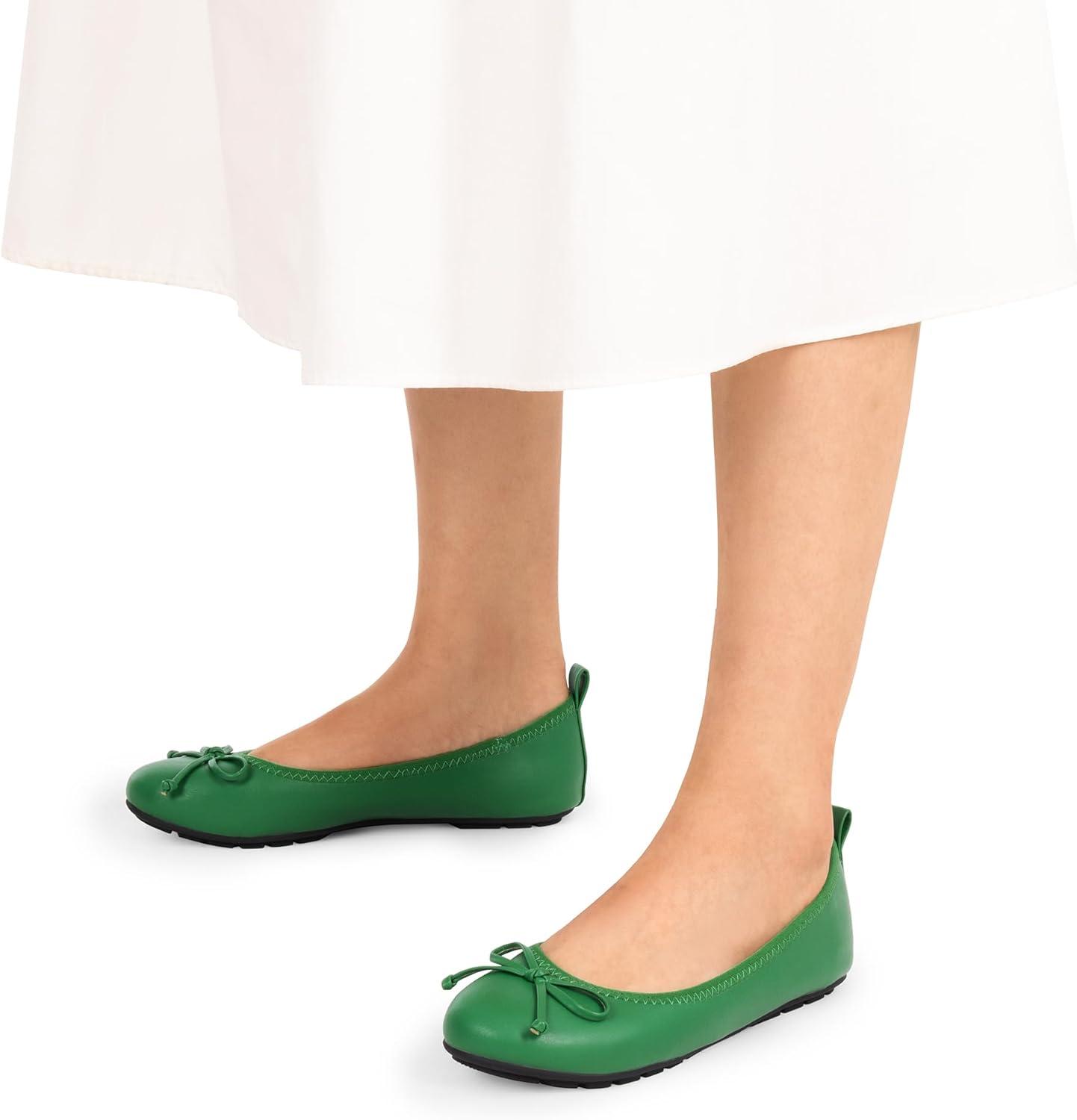 imageDREAM PAIRS Womens Flats Foldable Ballet Flats for Women Bowknot Round Toe Comfort Light Weight SlipOn Dress ShoesGreen