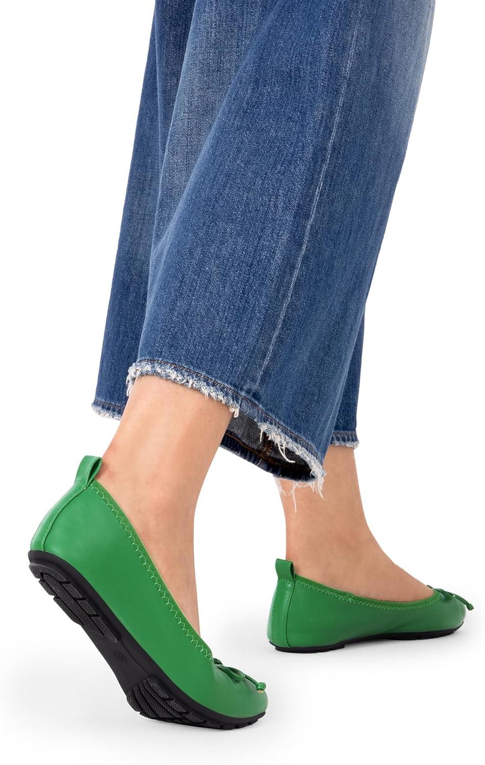 imageDREAM PAIRS Womens Flats Foldable Ballet Flats for Women Bowknot Round Toe Comfort Light Weight SlipOn Dress ShoesGreen