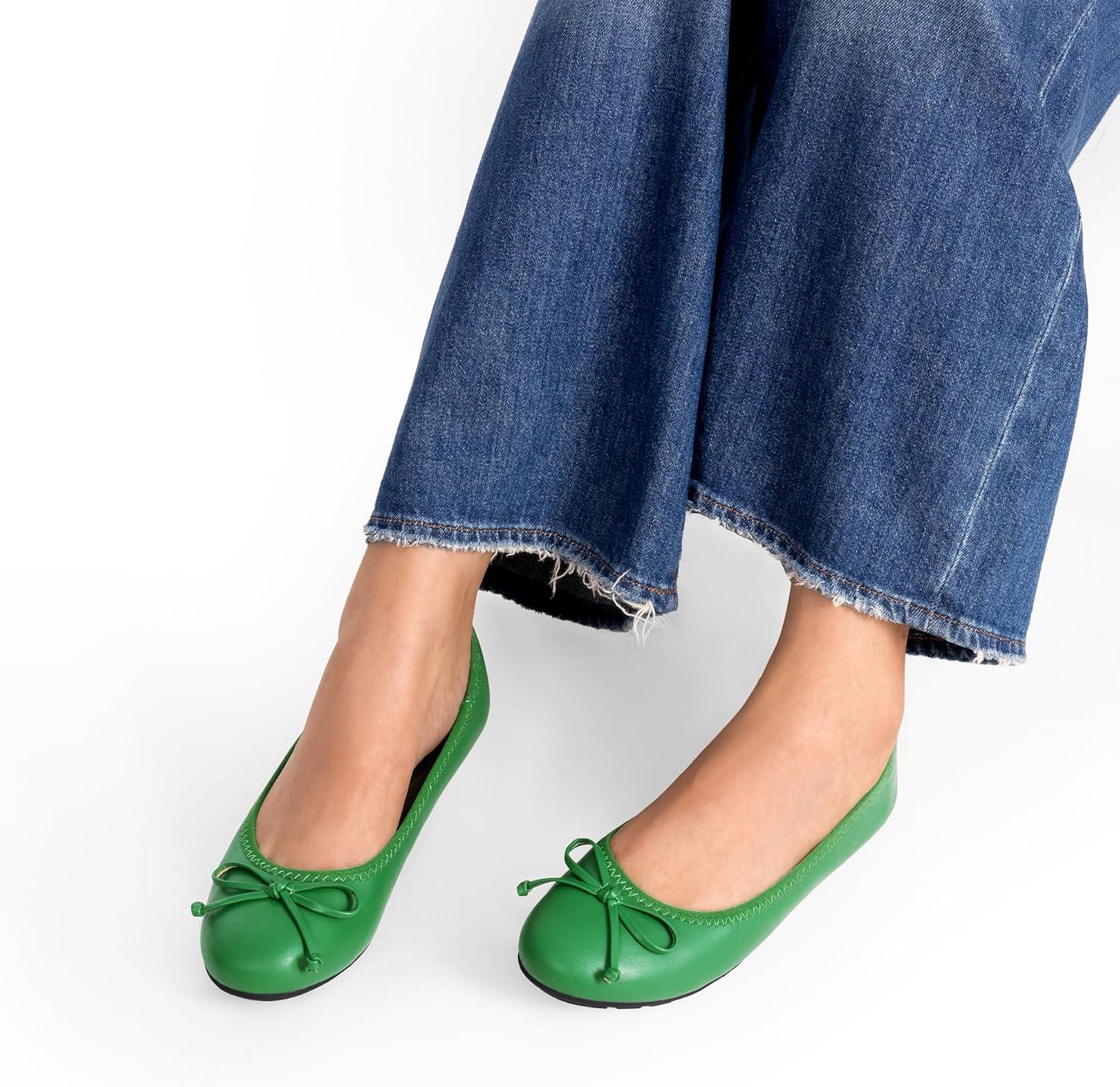 imageDREAM PAIRS Womens Flats Foldable Ballet Flats for Women Bowknot Round Toe Comfort Light Weight SlipOn Dress ShoesGreen