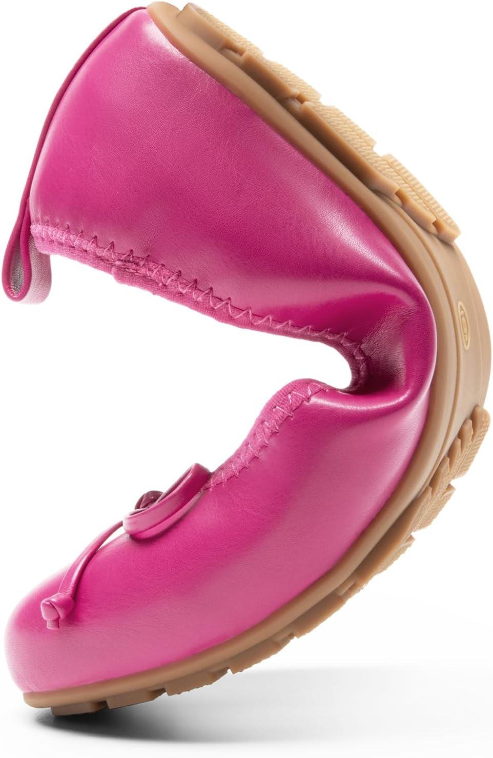 imageDREAM PAIRS Womens Flats Foldable Ballet Flats for Women Bowknot Round Toe Comfort Light Weight SlipOn Dress ShoesHot Pink