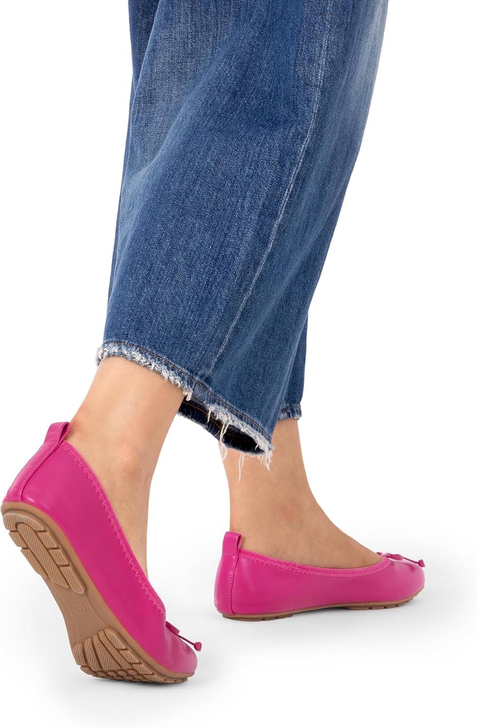 imageDREAM PAIRS Womens Flats Foldable Ballet Flats for Women Bowknot Round Toe Comfort Light Weight SlipOn Dress ShoesHot Pink
