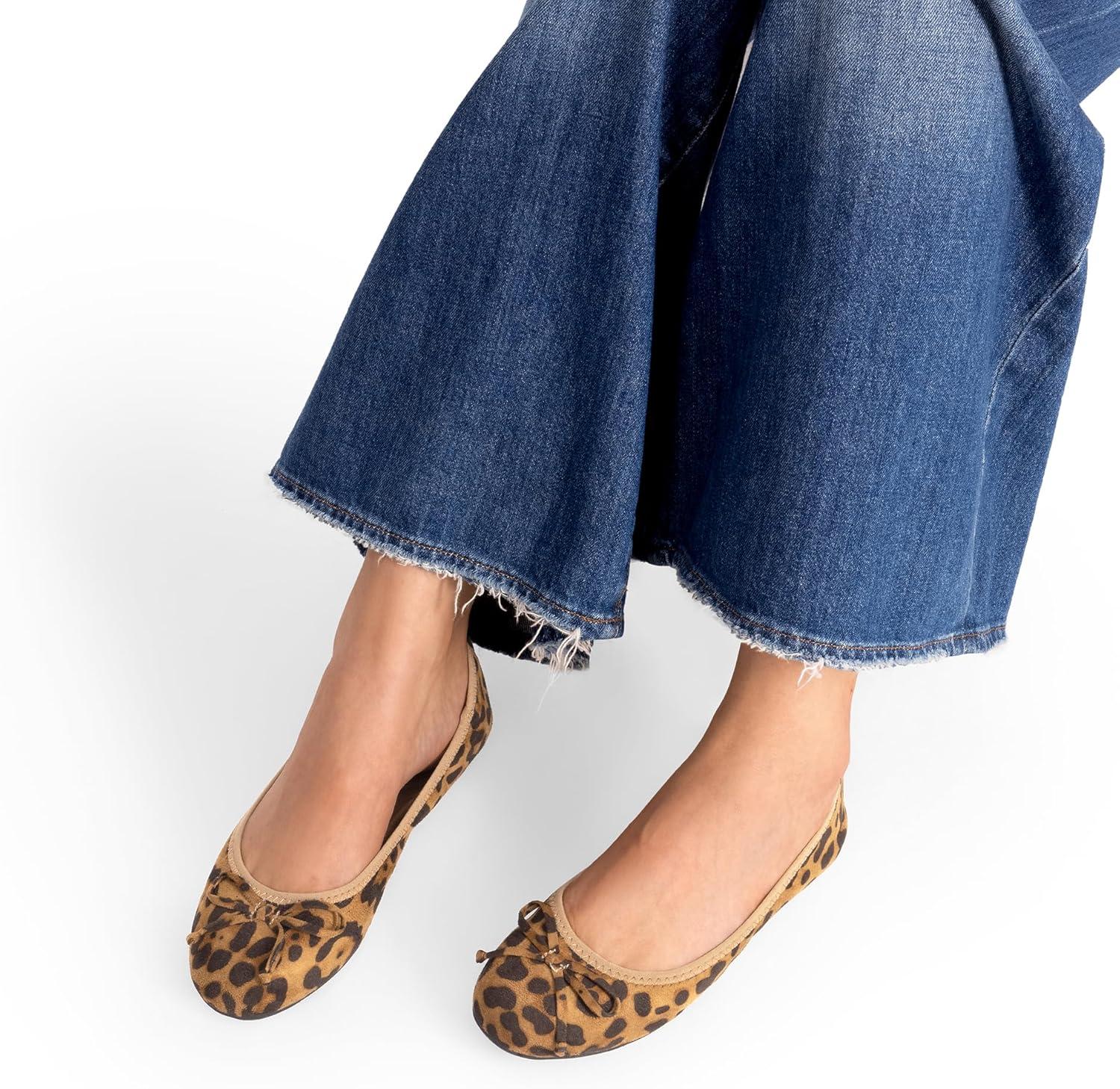 imageDREAM PAIRS Womens Flats Foldable Ballet Flats for Women Bowknot Round Toe Comfort Light Weight SlipOn Dress ShoesLeopard