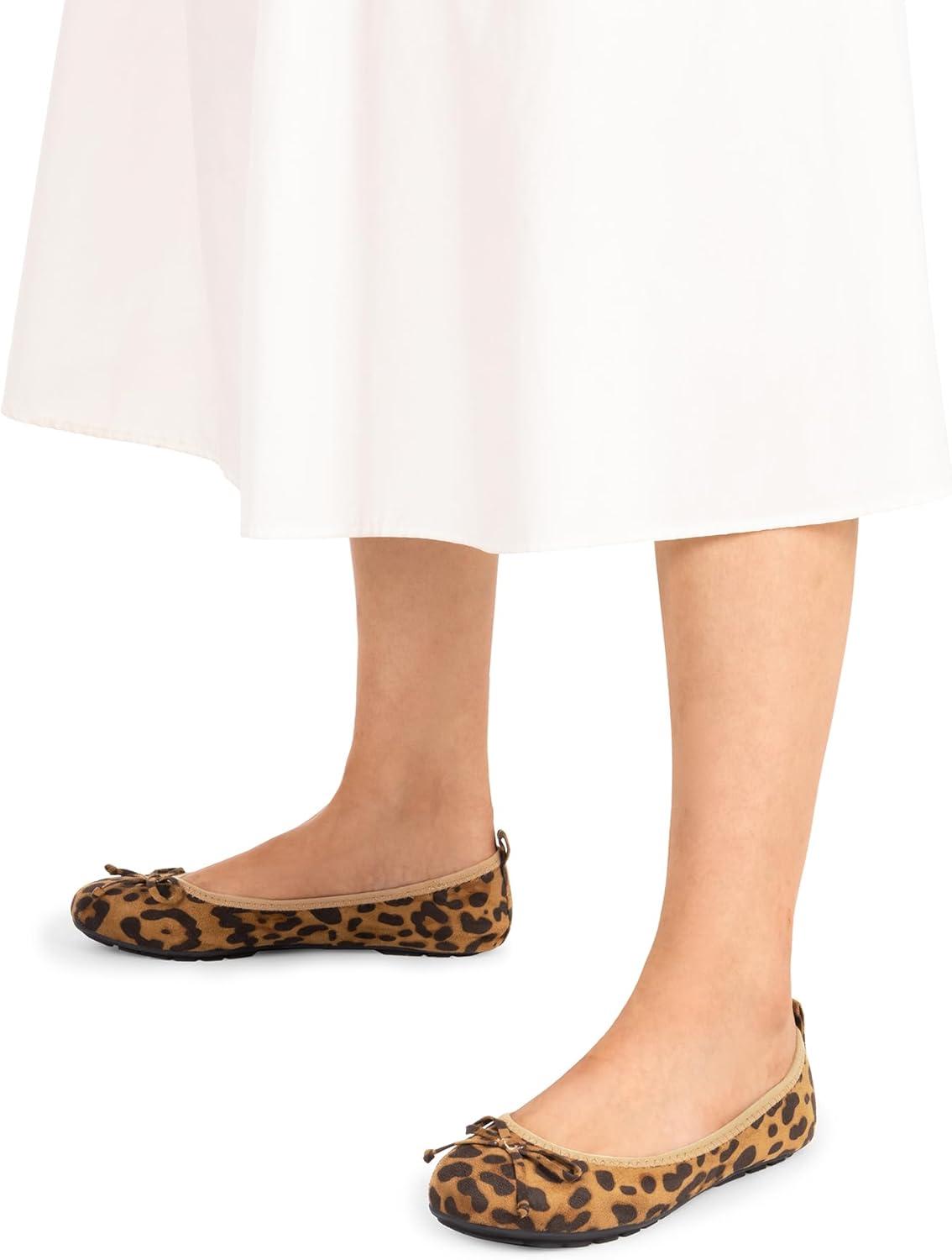 imageDREAM PAIRS Womens Flats Foldable Ballet Flats for Women Bowknot Round Toe Comfort Light Weight SlipOn Dress ShoesLeopard