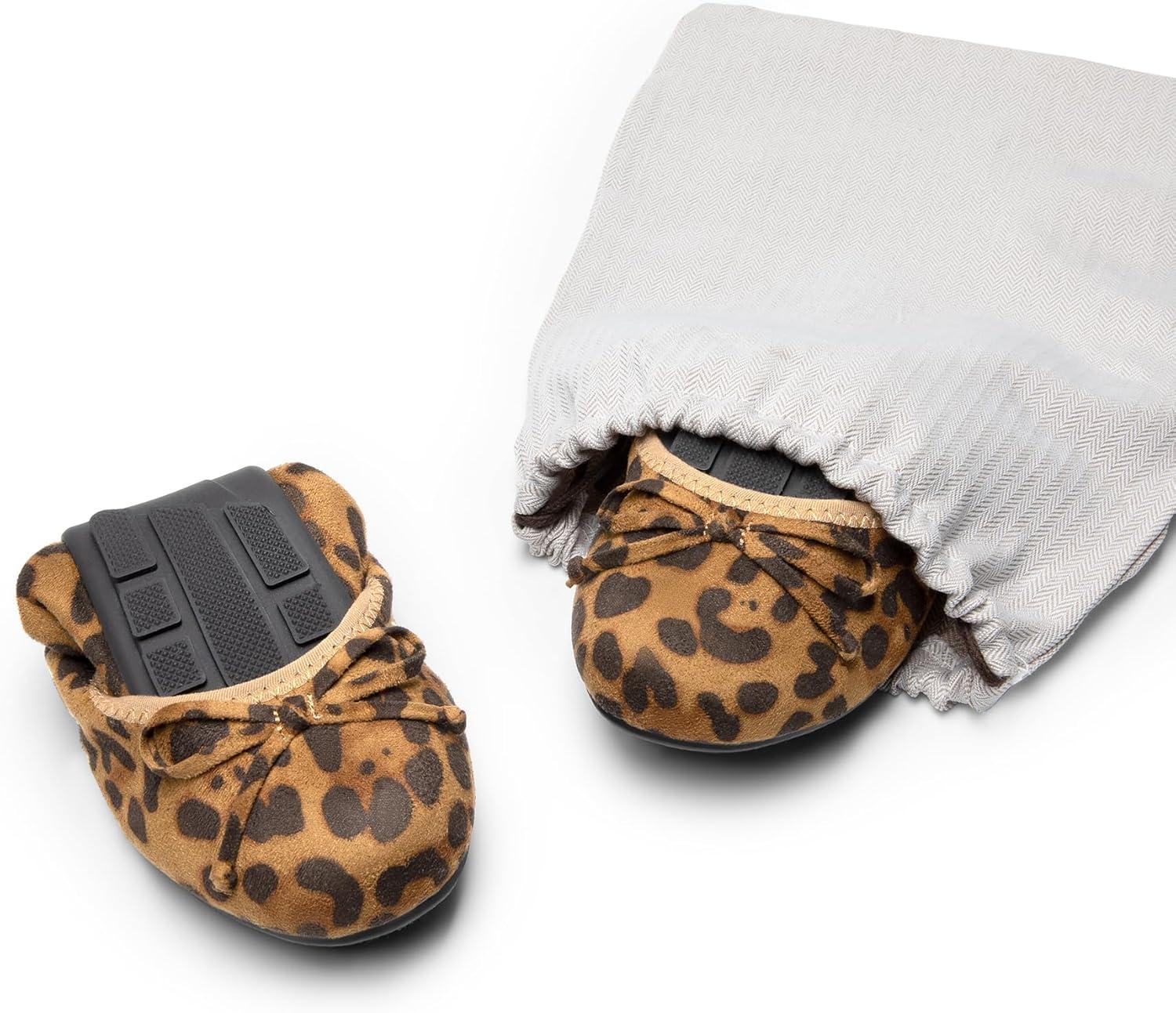 imageDREAM PAIRS Womens Flats Foldable Ballet Flats for Women Bowknot Round Toe Comfort Light Weight SlipOn Dress ShoesLeopard