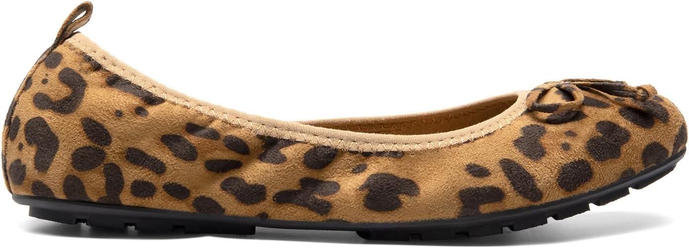 imageDREAM PAIRS Womens Flats Foldable Ballet Flats for Women Bowknot Round Toe Comfort Light Weight SlipOn Dress ShoesLeopard