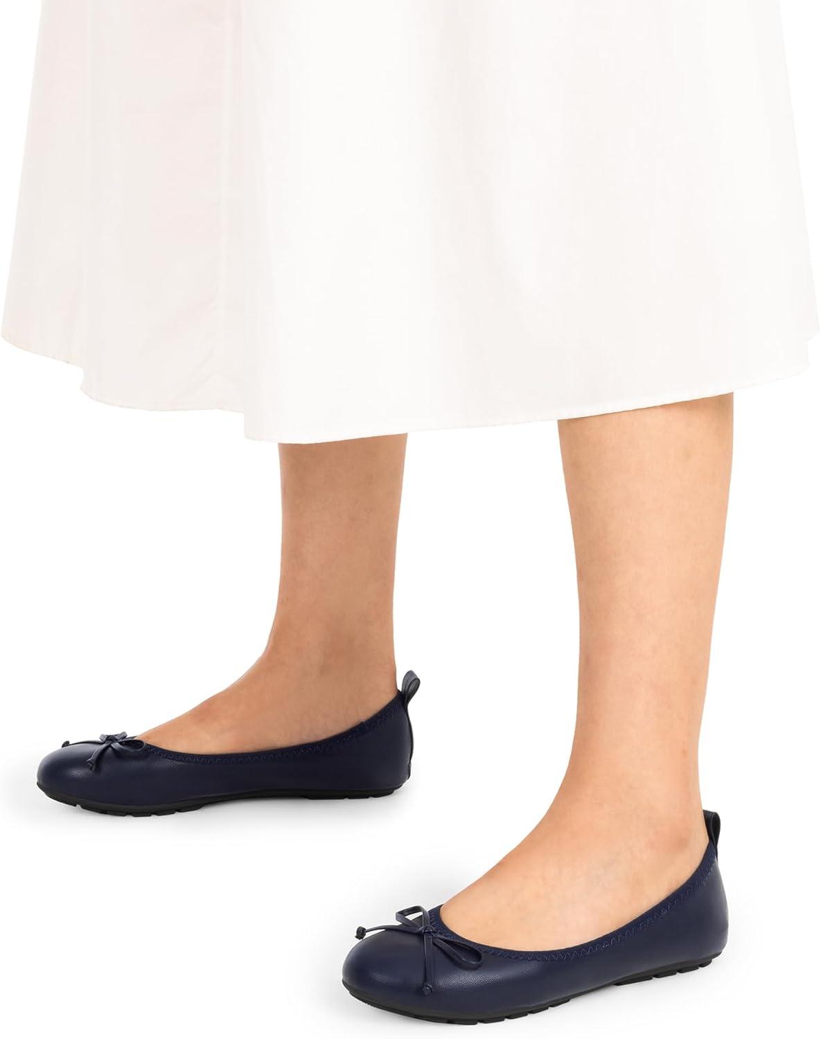 imageDREAM PAIRS Womens Flats Foldable Ballet Flats for Women Bowknot Round Toe Comfort Light Weight SlipOn Dress ShoesNavy