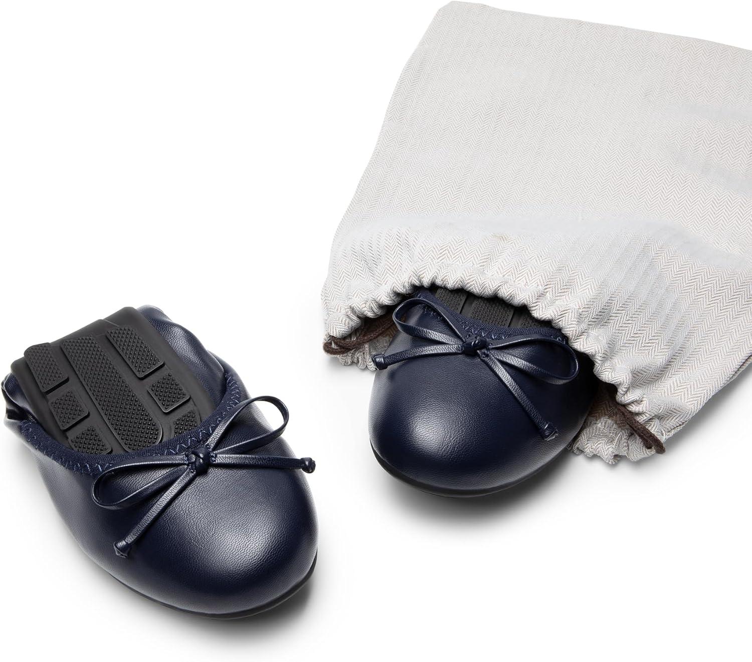 imageDREAM PAIRS Womens Flats Foldable Ballet Flats for Women Bowknot Round Toe Comfort Light Weight SlipOn Dress ShoesNavy