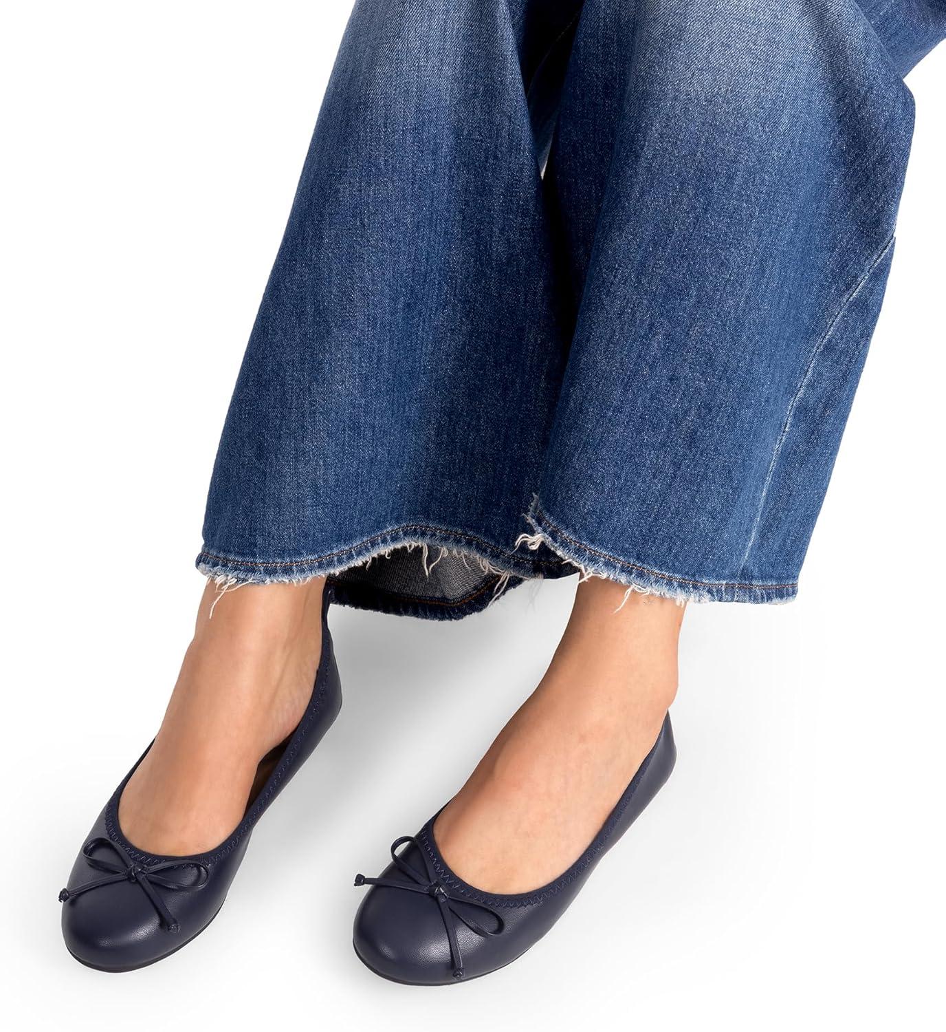 imageDREAM PAIRS Womens Flats Foldable Ballet Flats for Women Bowknot Round Toe Comfort Light Weight SlipOn Dress ShoesNavy