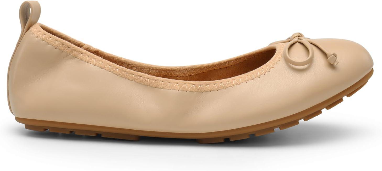 imageDREAM PAIRS Womens Flats Foldable Ballet Flats for Women Bowknot Round Toe Comfort Light Weight SlipOn Dress ShoesNude