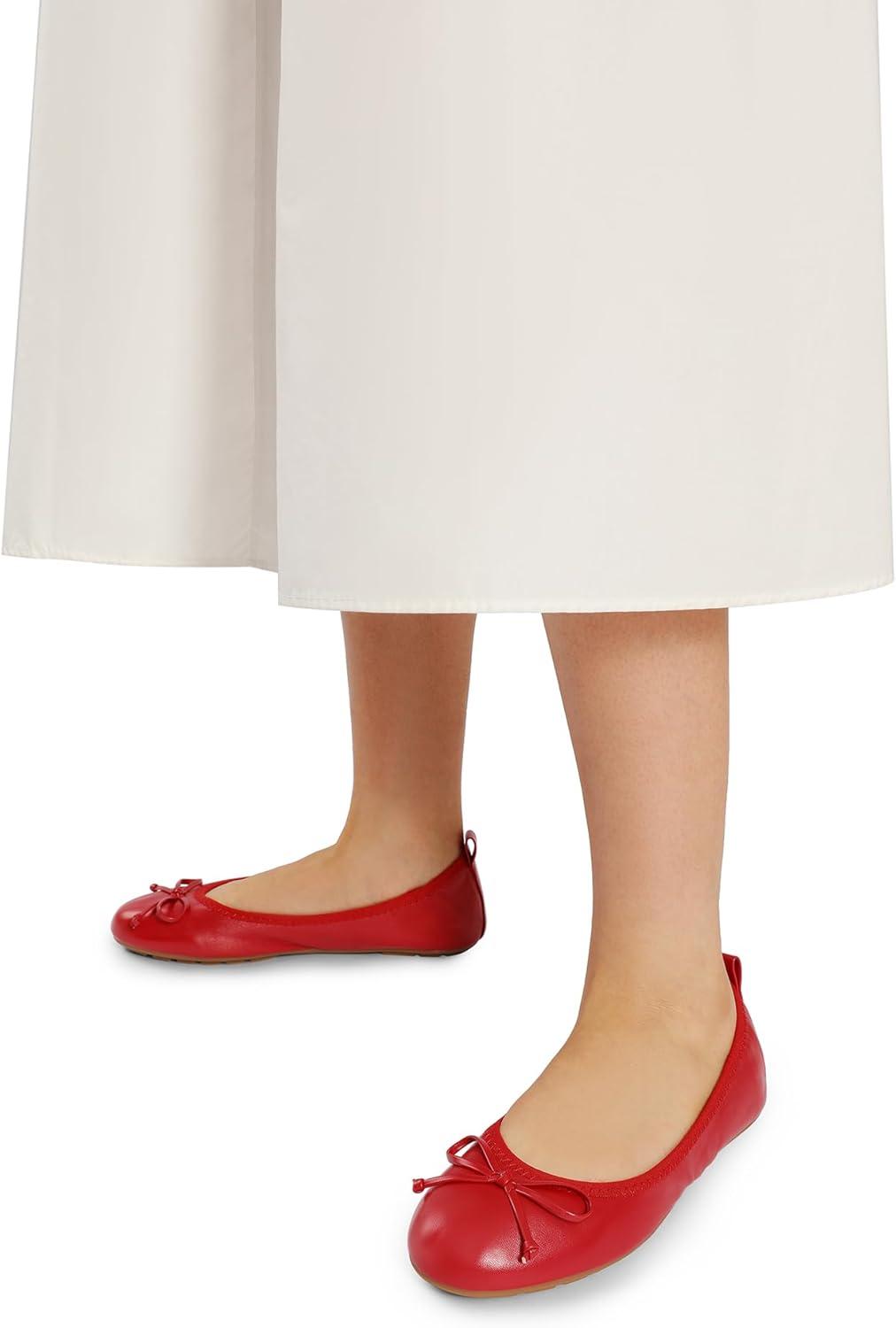 imageDREAM PAIRS Womens Flats Foldable Ballet Flats for Women Bowknot Round Toe Comfort Light Weight SlipOn Dress ShoesRed