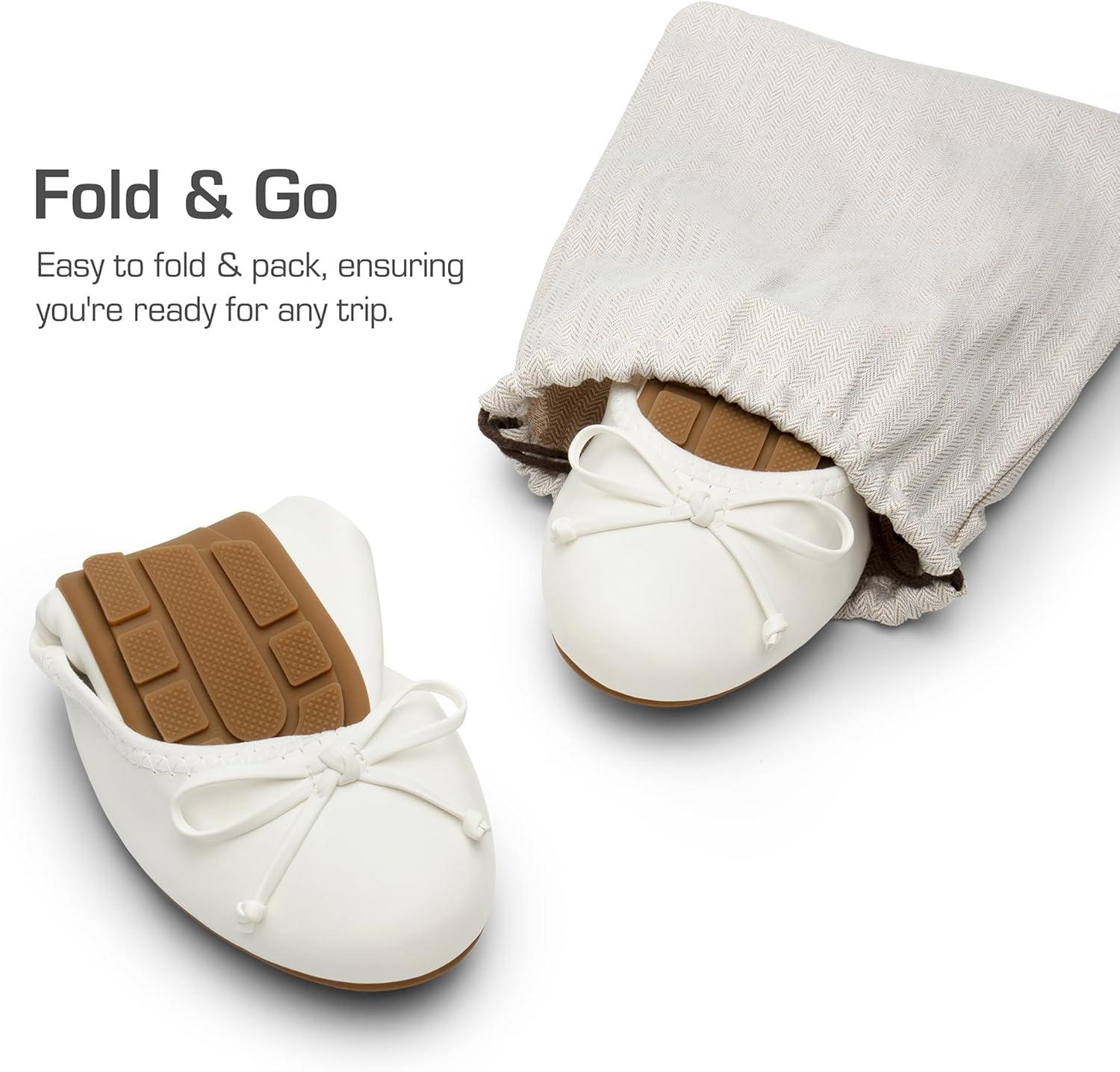 imageDREAM PAIRS Womens Flats Foldable Ballet Flats for Women Bowknot Round Toe Comfort Light Weight SlipOn Dress ShoesWhite