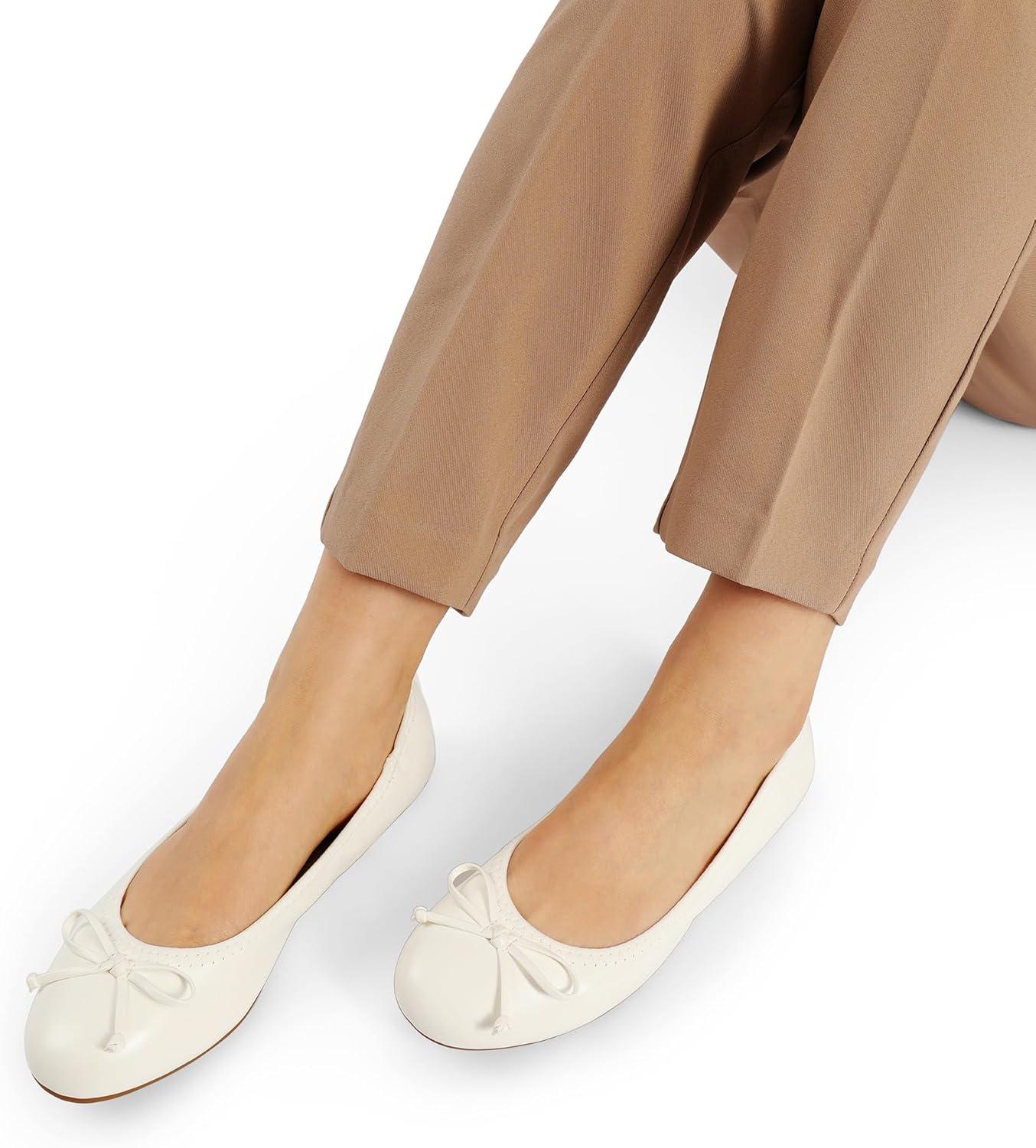 imageDREAM PAIRS Womens Flats Foldable Ballet Flats for Women Bowknot Round Toe Comfort Light Weight SlipOn Dress ShoesWhite
