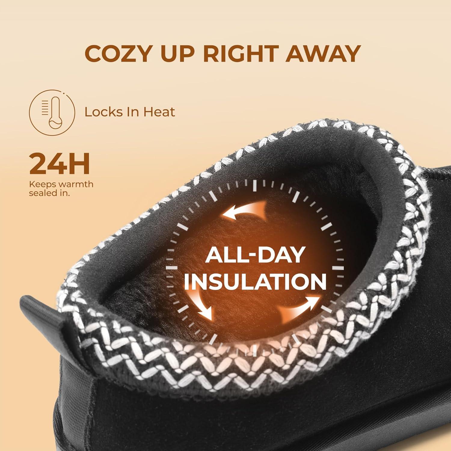 imageDREAM PAIRS Womens Fuzzy Cozy Slippers Genuine Suede Indoor Outdoor Fluffy Home Comfy Winter Slip On Cute Warm Memory Foam Furry Shoes FuzzyEasyBlack