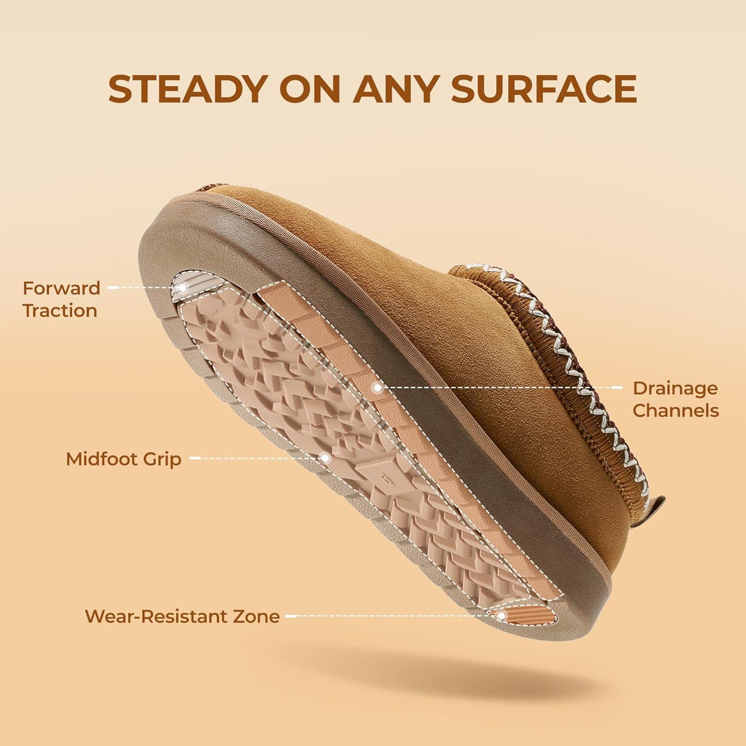 imageDREAM PAIRS Womens Fuzzy Cozy Slippers Genuine Suede Indoor Outdoor Fluffy Home Comfy Winter Slip On Cute Warm Memory Foam Furry Shoes FuzzyEasyChestnut