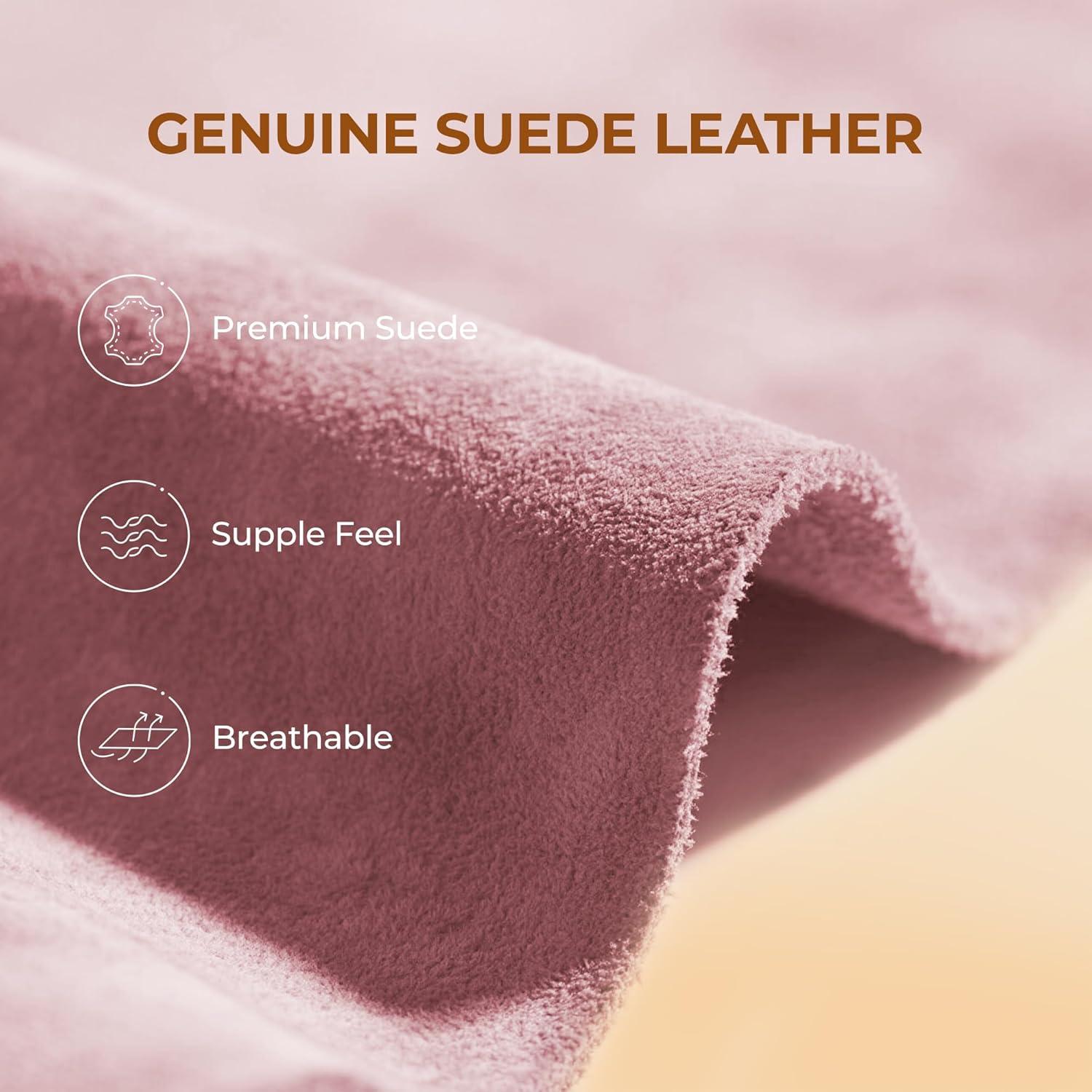 imageDREAM PAIRS Womens Fuzzy Cozy Slippers Genuine Suede Indoor Outdoor Fluffy Home Comfy Winter Slip On Cute Warm Memory Foam Furry Shoes FuzzyEasyPink