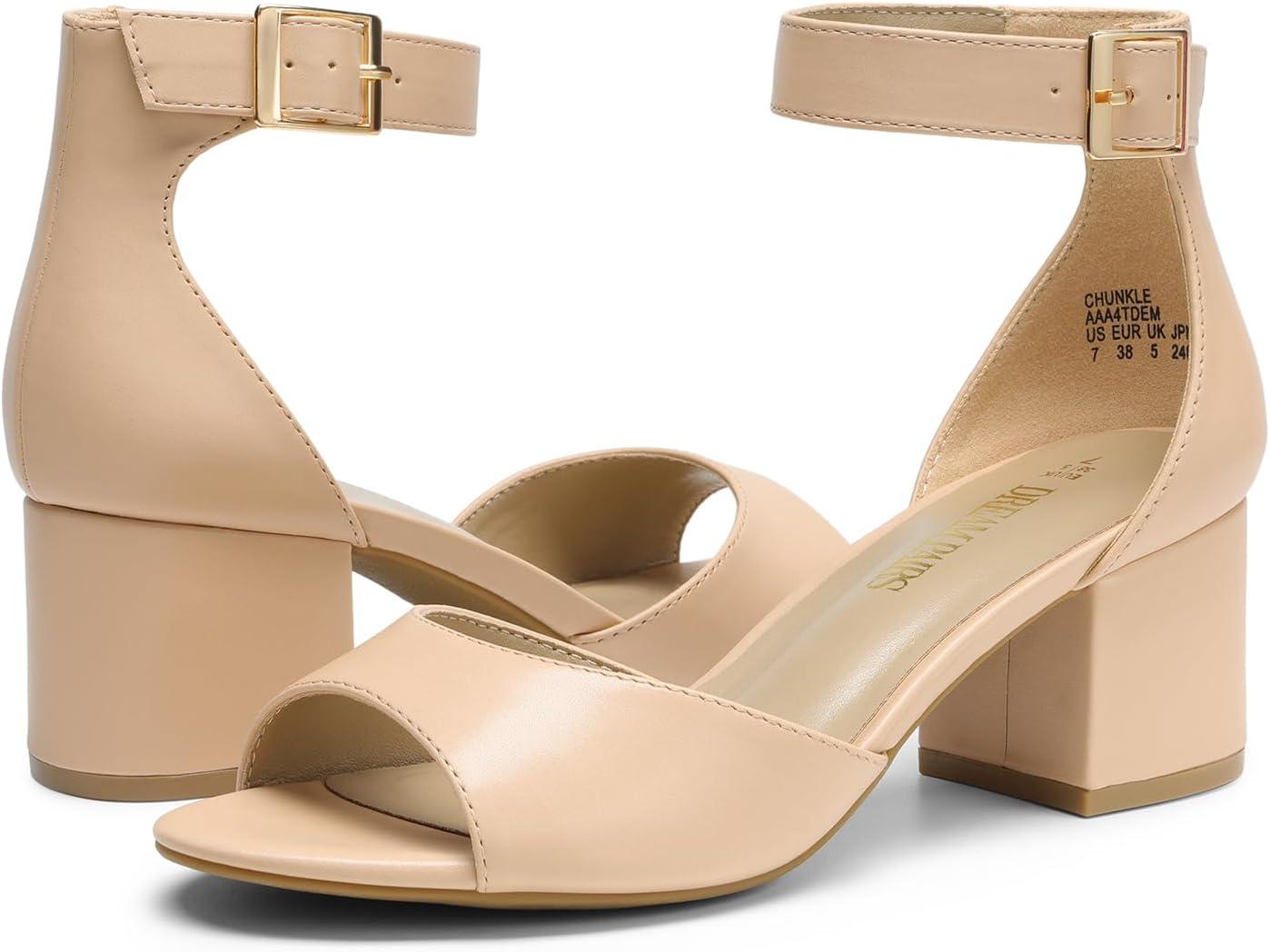 imageDREAM PAIRS Womens Heeled Sandals Chunky Heels Open Toe Heels Dressy Pumps SandalsBeige