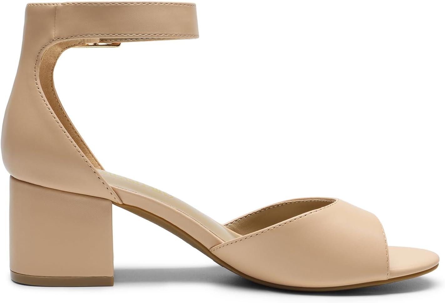 imageDREAM PAIRS Womens Heeled Sandals Chunky Heels Open Toe Heels Dressy Pumps SandalsBeige