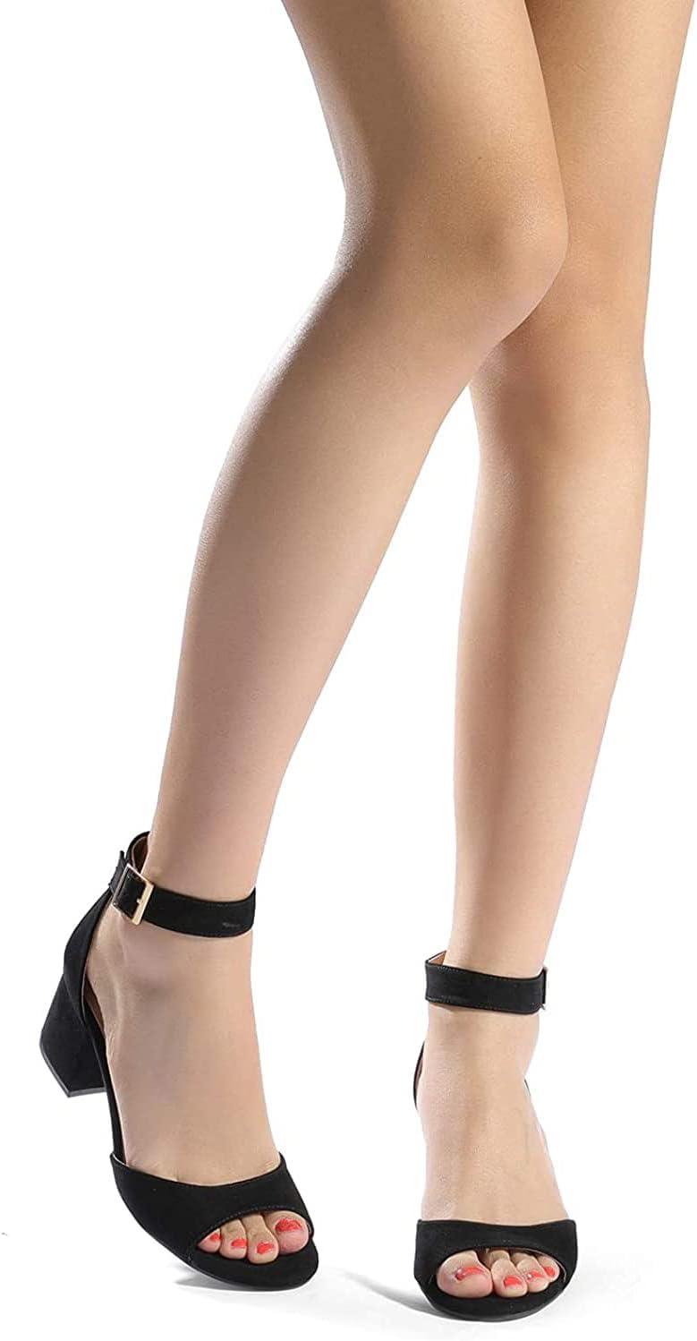 imageDREAM PAIRS Womens Heeled Sandals Chunky Heels Open Toe Heels Dressy Pumps SandalsBlackSuede