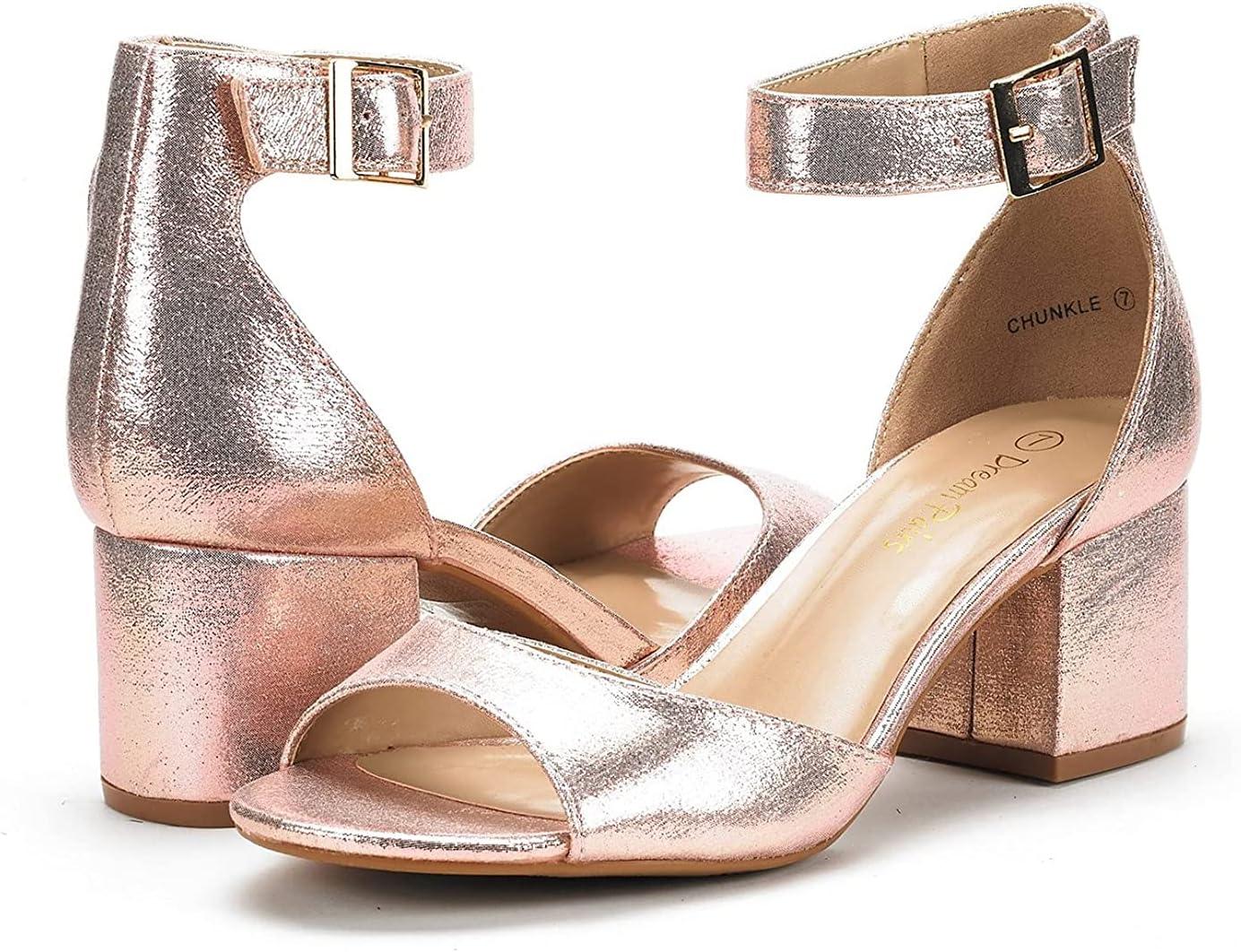 imageDREAM PAIRS Womens Heeled Sandals Chunky Heels Open Toe Heels Dressy Pumps SandalsChampagne Pearl