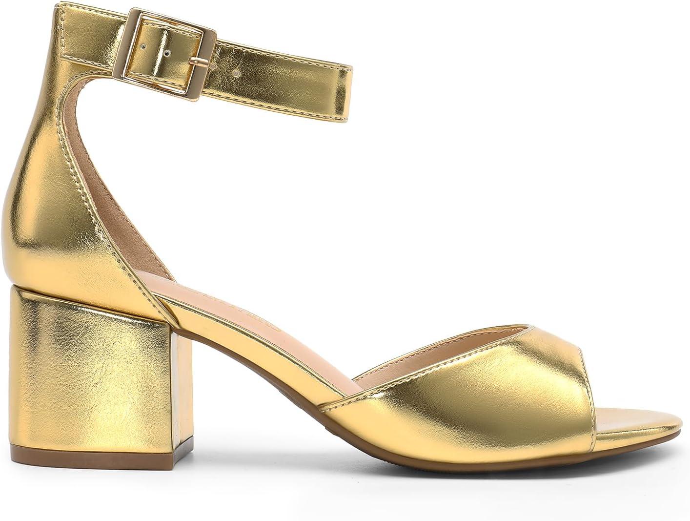 imageDREAM PAIRS Womens Heeled Sandals Chunky Heels Open Toe Heels Dressy Pumps SandalsGoldmetallic