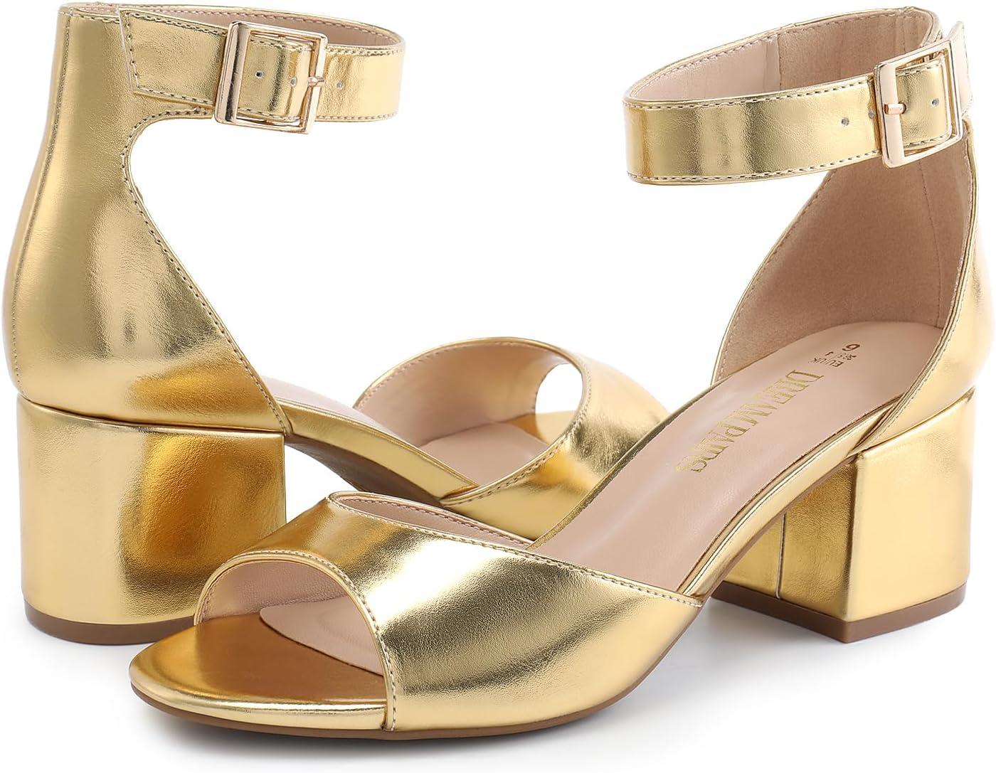 imageDREAM PAIRS Womens Heeled Sandals Chunky Heels Open Toe Heels Dressy Pumps SandalsGoldmetallic