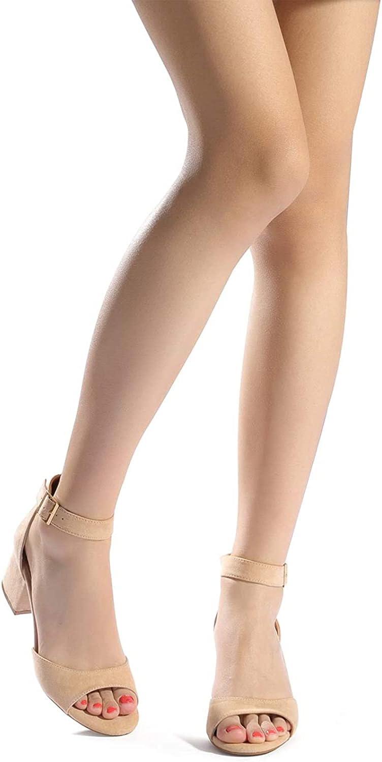imageDREAM PAIRS Womens Heeled Sandals Chunky Heels Open Toe Heels Dressy Pumps SandalsNudeSuede