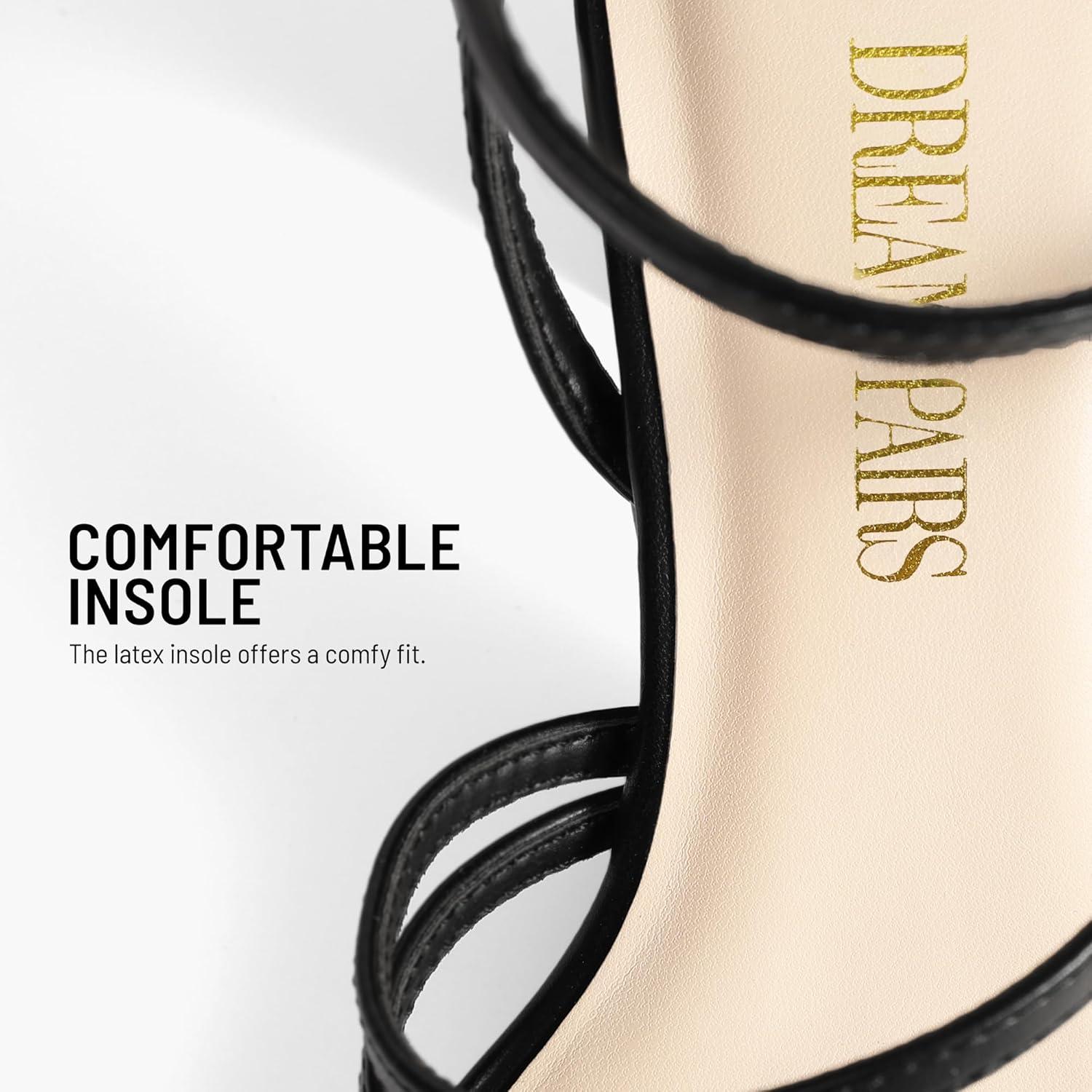 imageDREAM PAIRS Womens Heels Chunky Block Strappy Square Open Toe Ankle Buckle Heeled Sandals Wedding Party Dress Shoes IndieBlack