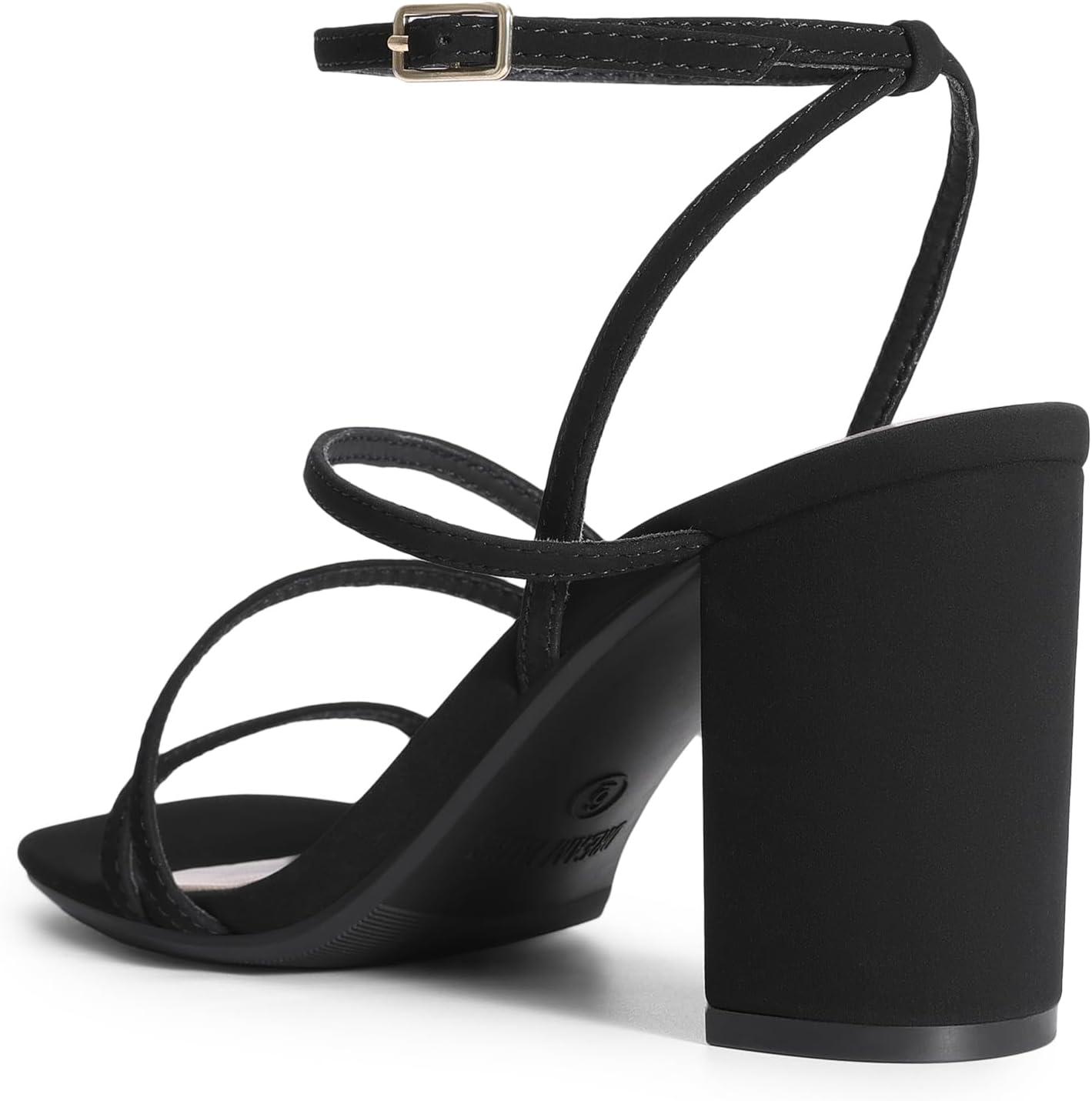 imageDREAM PAIRS Womens Heels Chunky Block Strappy Square Open Toe Ankle Buckle Heeled Sandals Wedding Party Dress Shoes IndieBlacknubuck