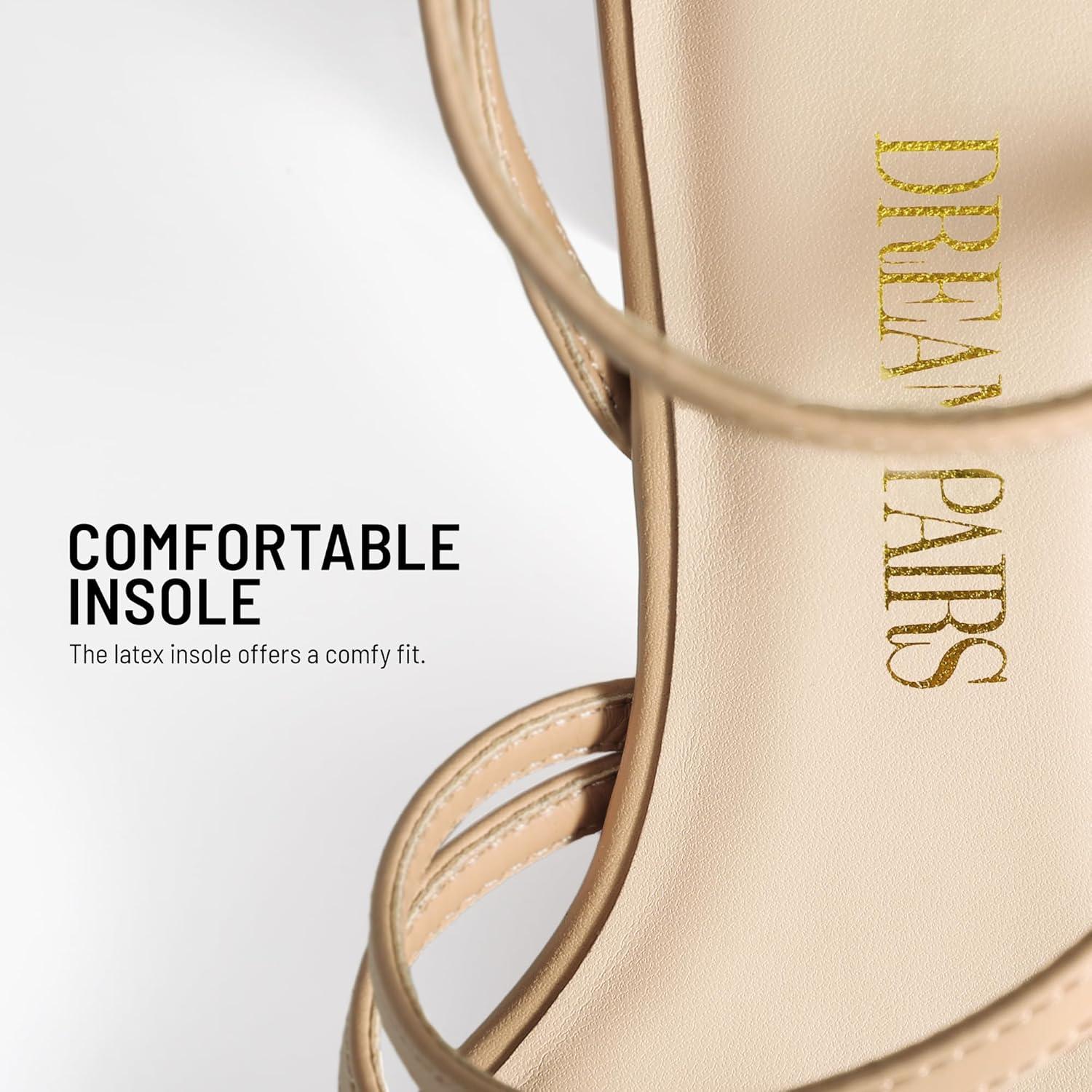 imageDREAM PAIRS Womens Heels Chunky Block Strappy Square Open Toe Ankle Buckle Heeled Sandals Wedding Party Dress Shoes IndieNude