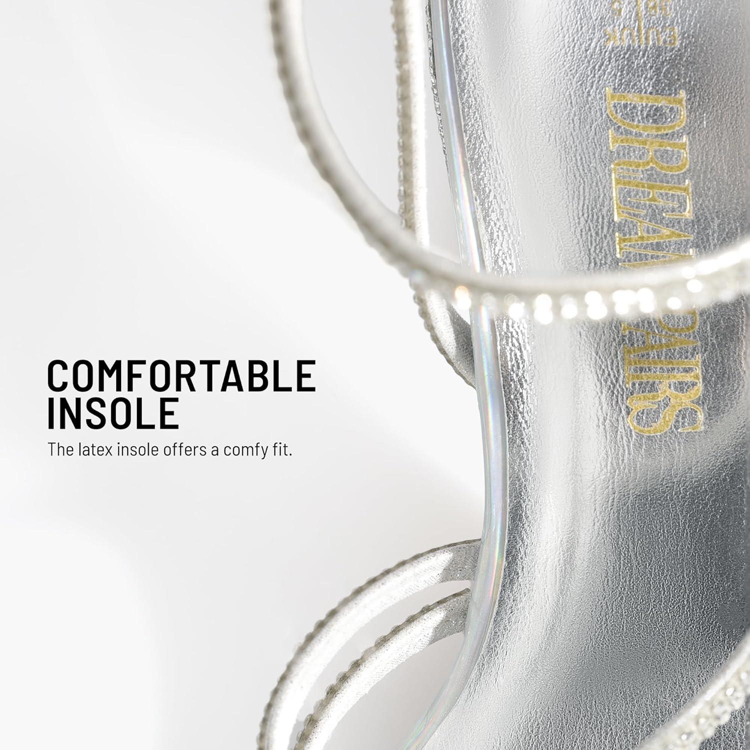 imageDREAM PAIRS Womens Heels Chunky Block Strappy Square Open Toe Ankle Buckle Heeled Sandals Wedding Party Dress Shoes IndieSilverrhinestone