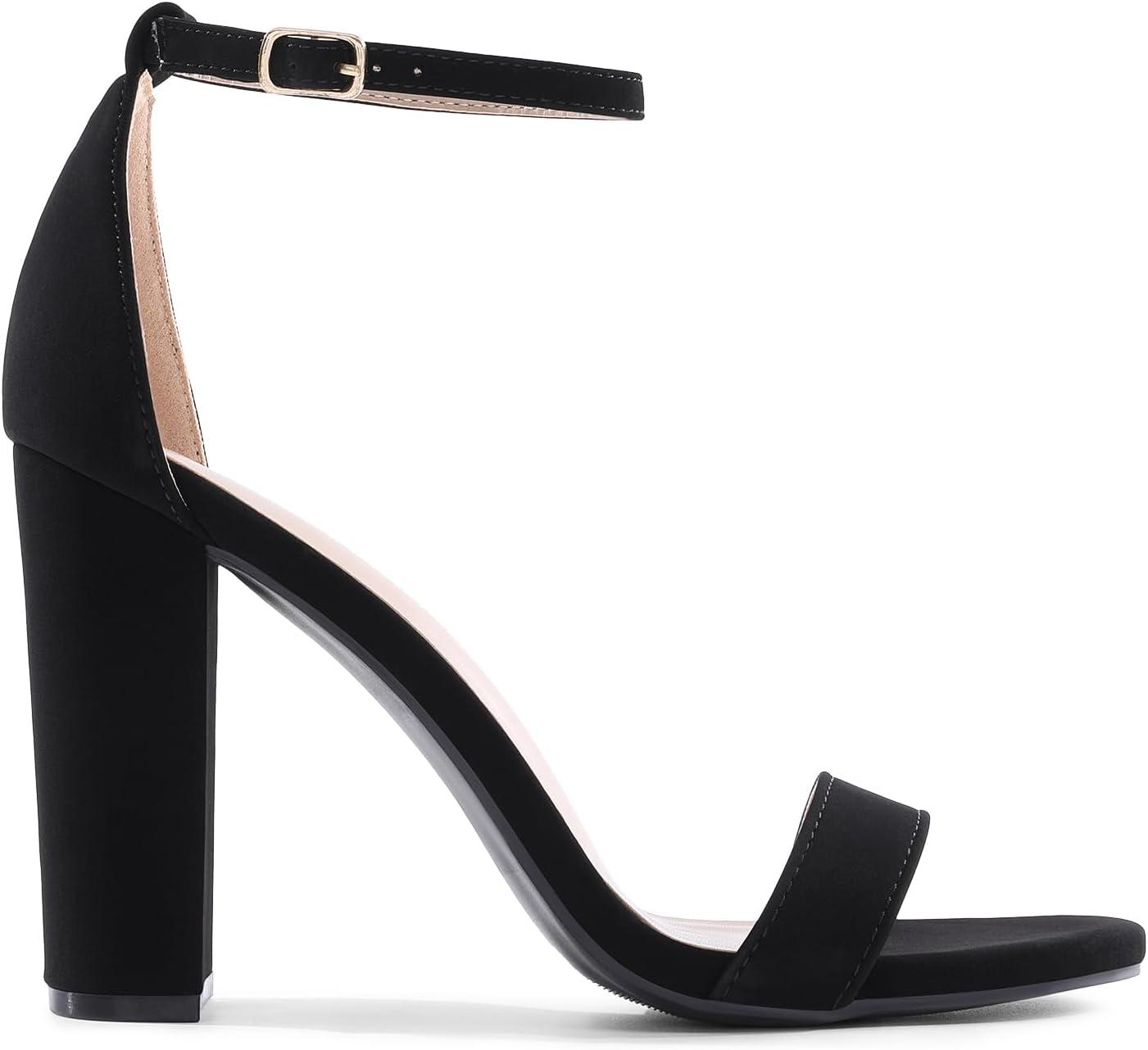 imageDREAM PAIRS Womens HiChunk High Heel Pump SandalsBlackNubuck