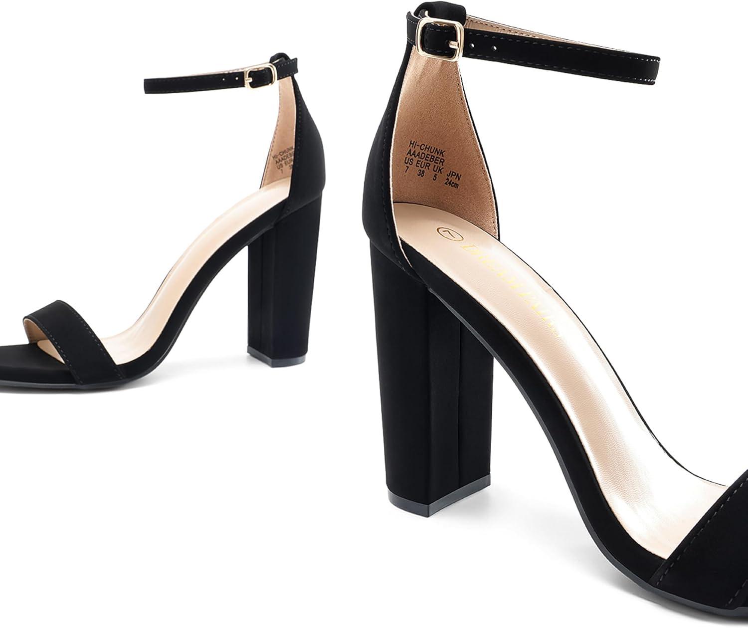 imageDREAM PAIRS Womens HiChunk High Heel Pump SandalsBlackNubuck