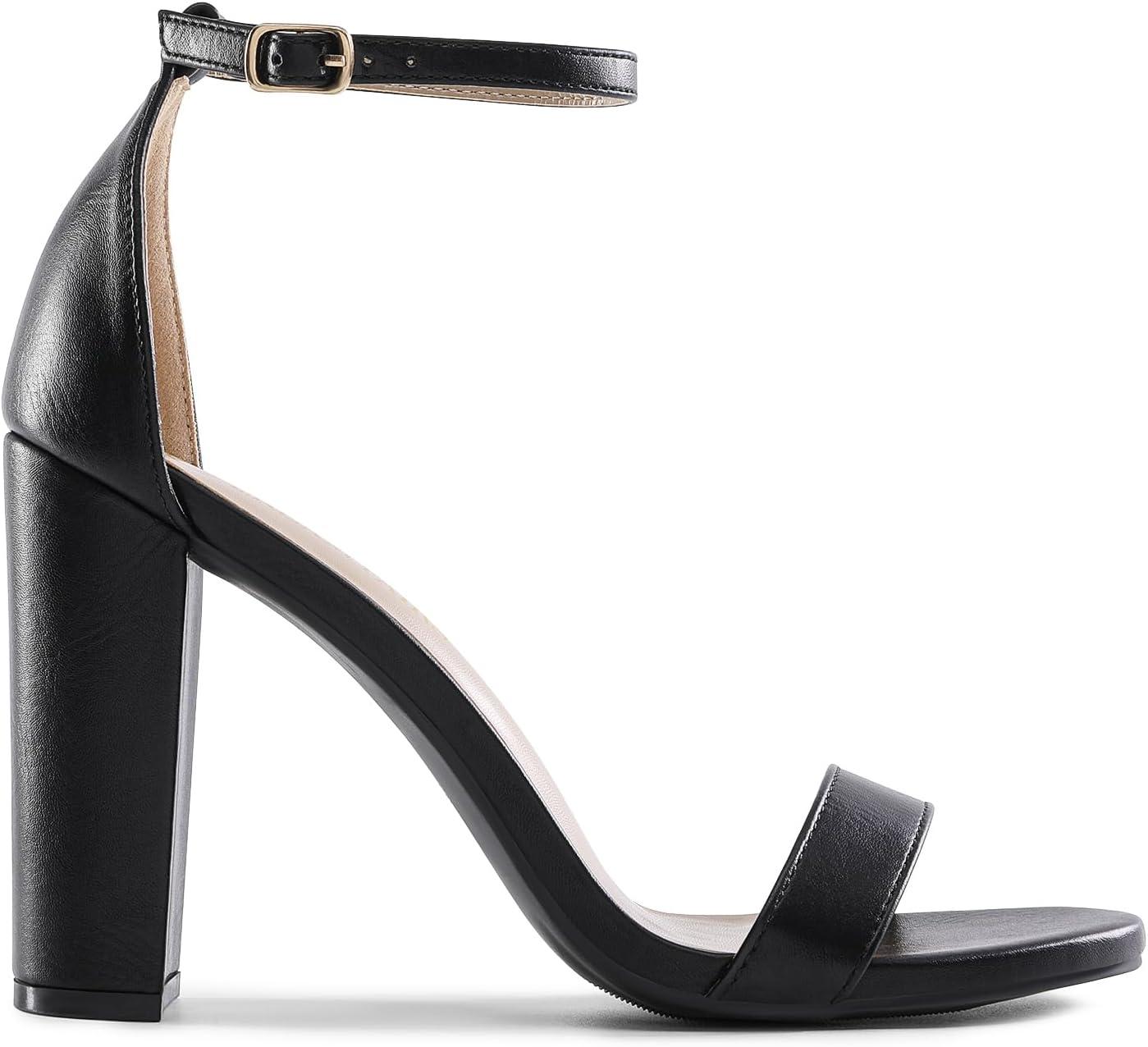 imageDREAM PAIRS Womens HiChunk High Heel Pump SandalsBlackPu