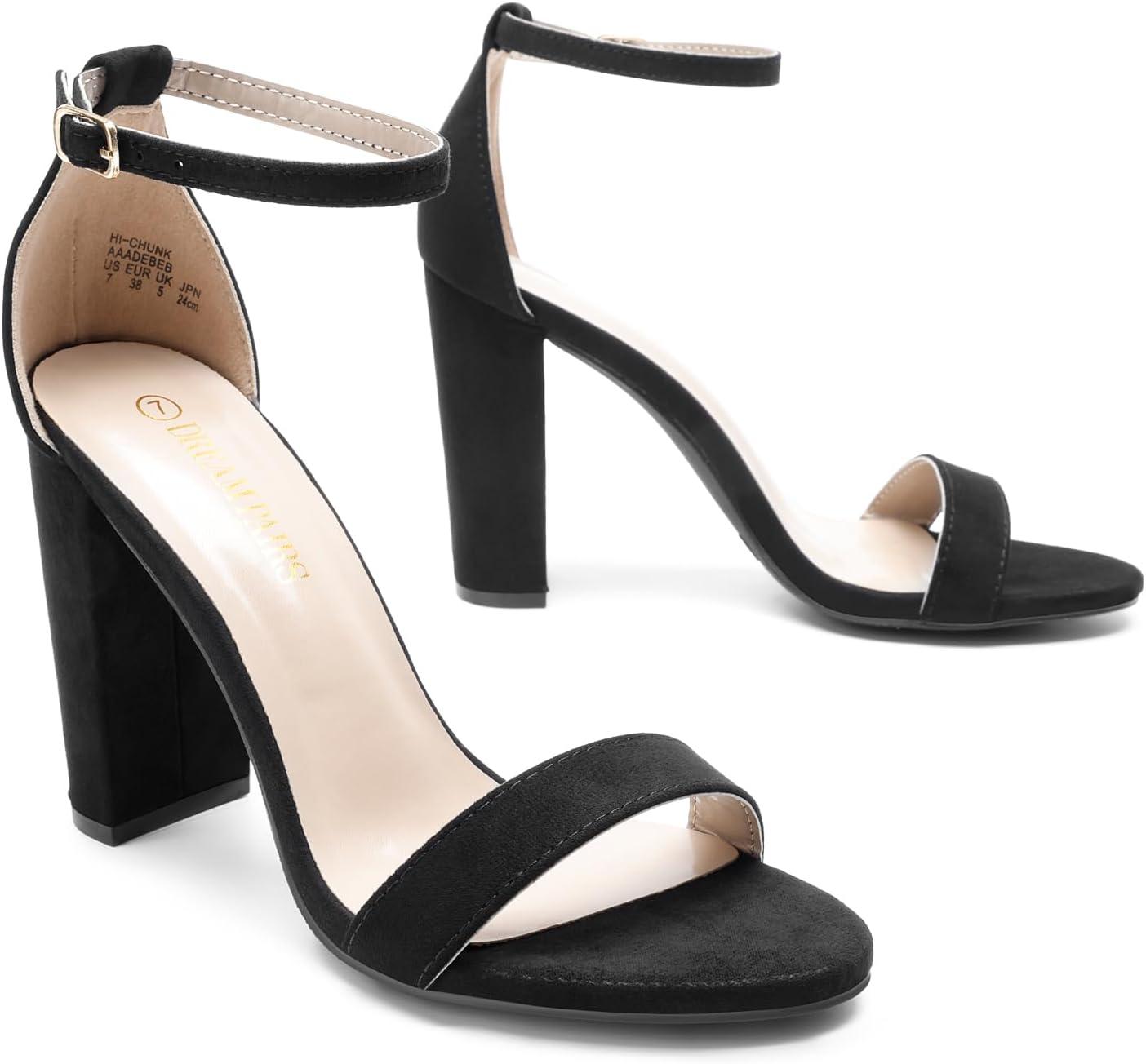 imageDREAM PAIRS Womens HiChunk High Heel Pump SandalsBlackSuede