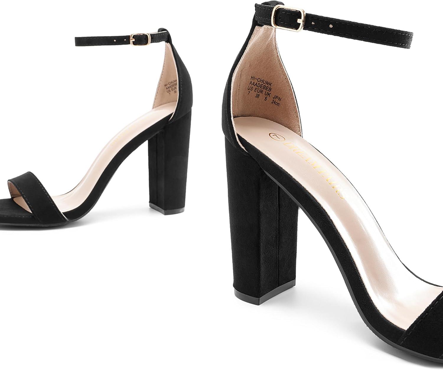 imageDREAM PAIRS Womens HiChunk High Heel Pump SandalsBlackSuede