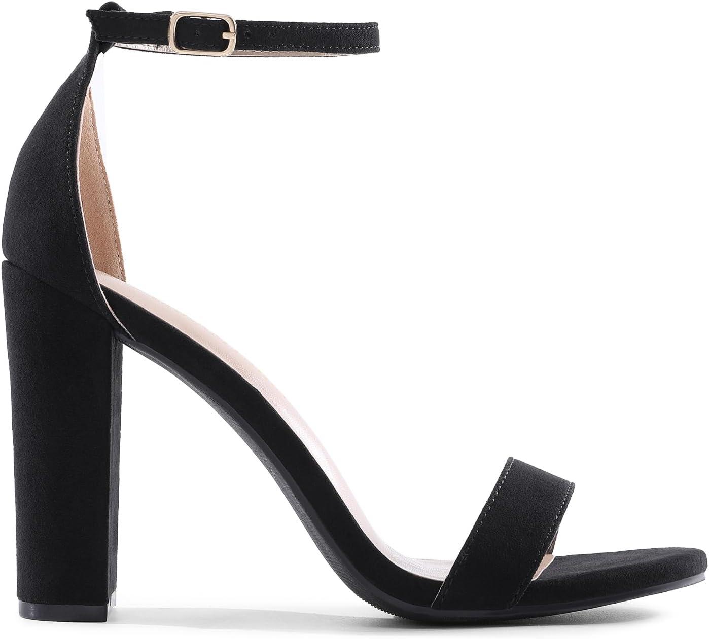 imageDREAM PAIRS Womens HiChunk High Heel Pump SandalsBlackSuede