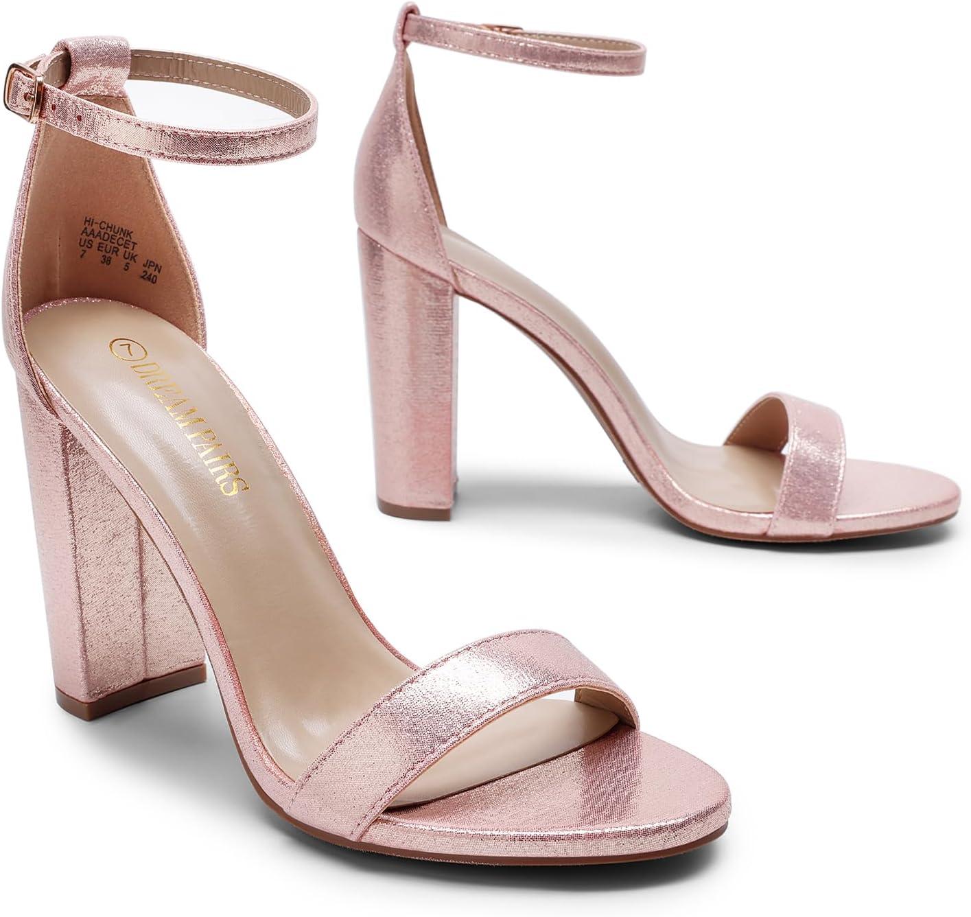imageDREAM PAIRS Womens HiChunk High Heel Pump SandalsChampagnePearl