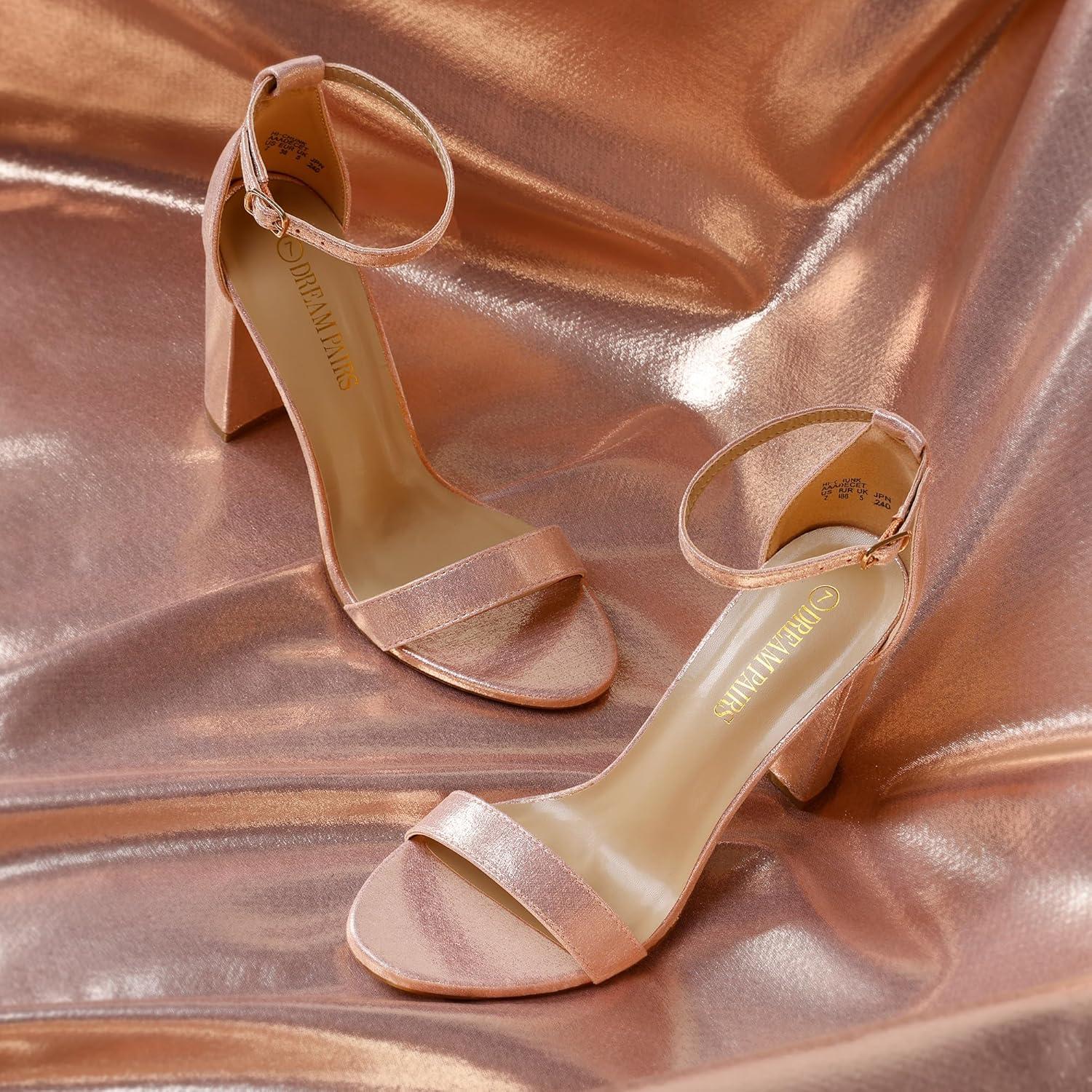 imageDREAM PAIRS Womens HiChunk High Heel Pump SandalsChampagnePearl