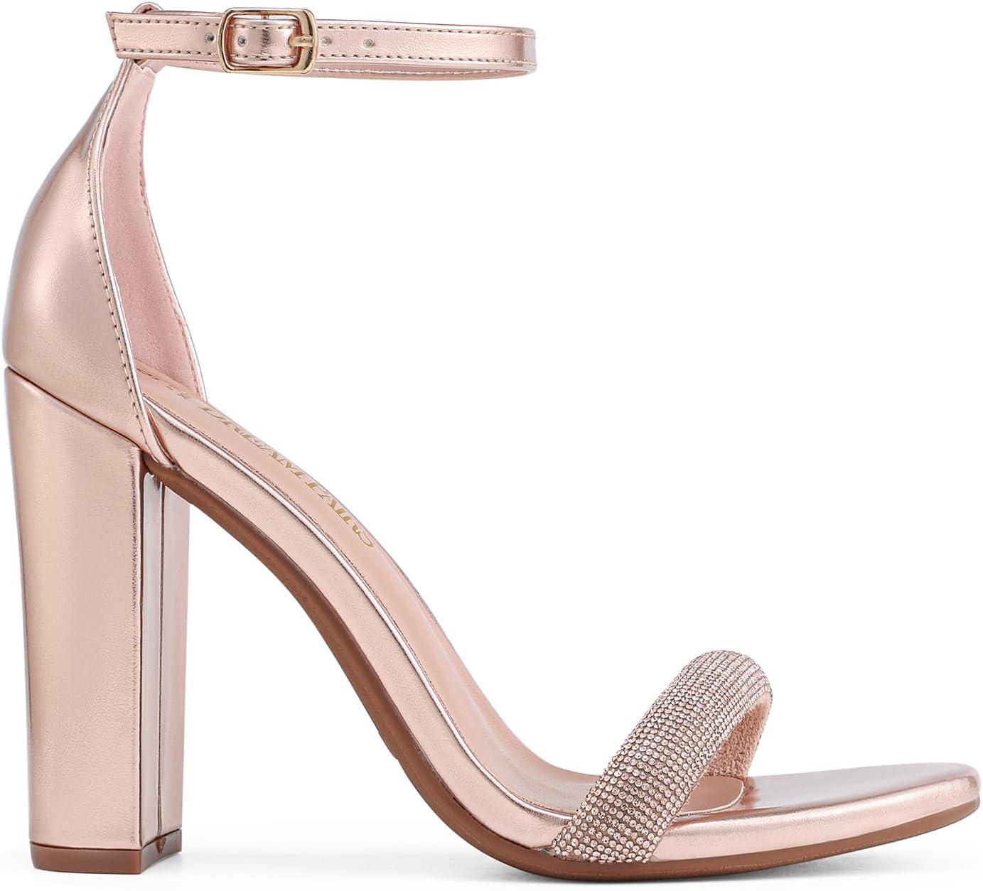 imageDREAM PAIRS Womens HiChunk High Heel Pump SandalsChampagnerhinestone