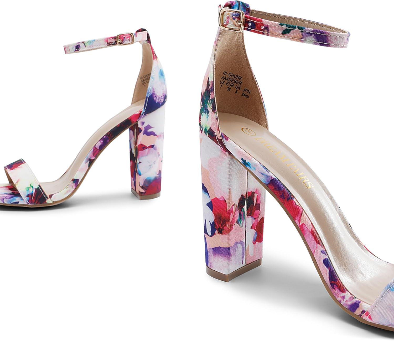 imageDREAM PAIRS Womens HiChunk High Heel Pump SandalsFloral