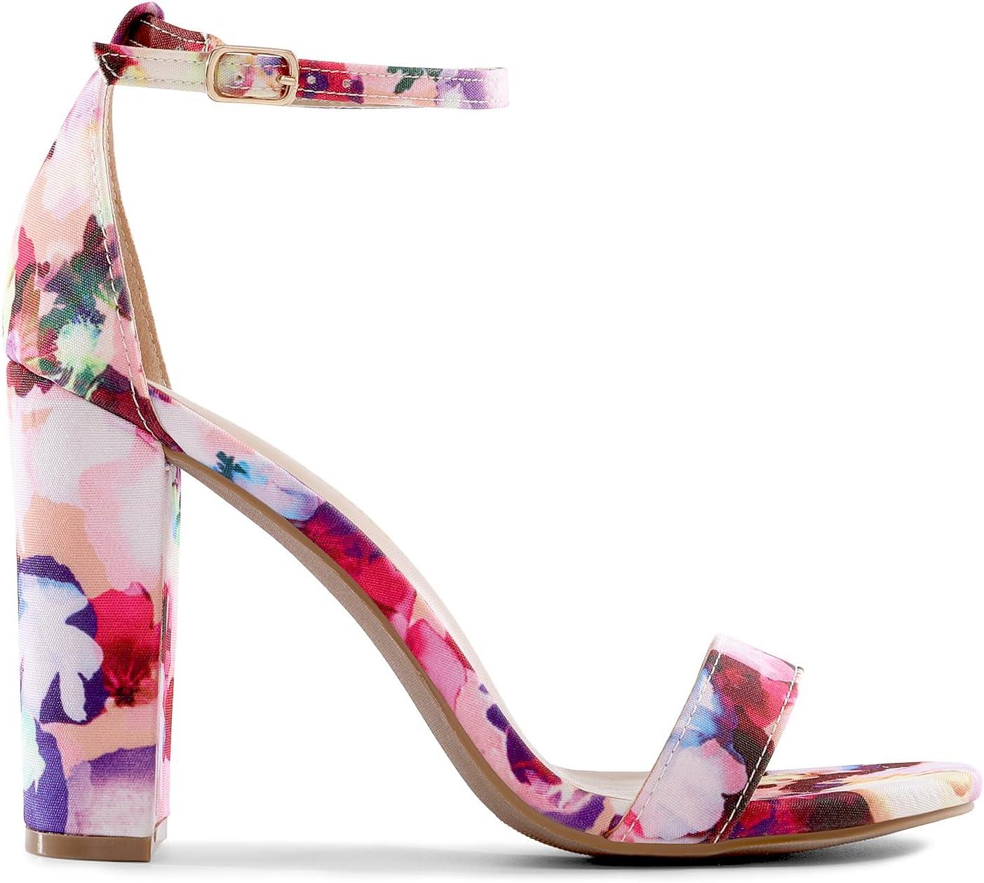 imageDREAM PAIRS Womens HiChunk High Heel Pump SandalsFloral
