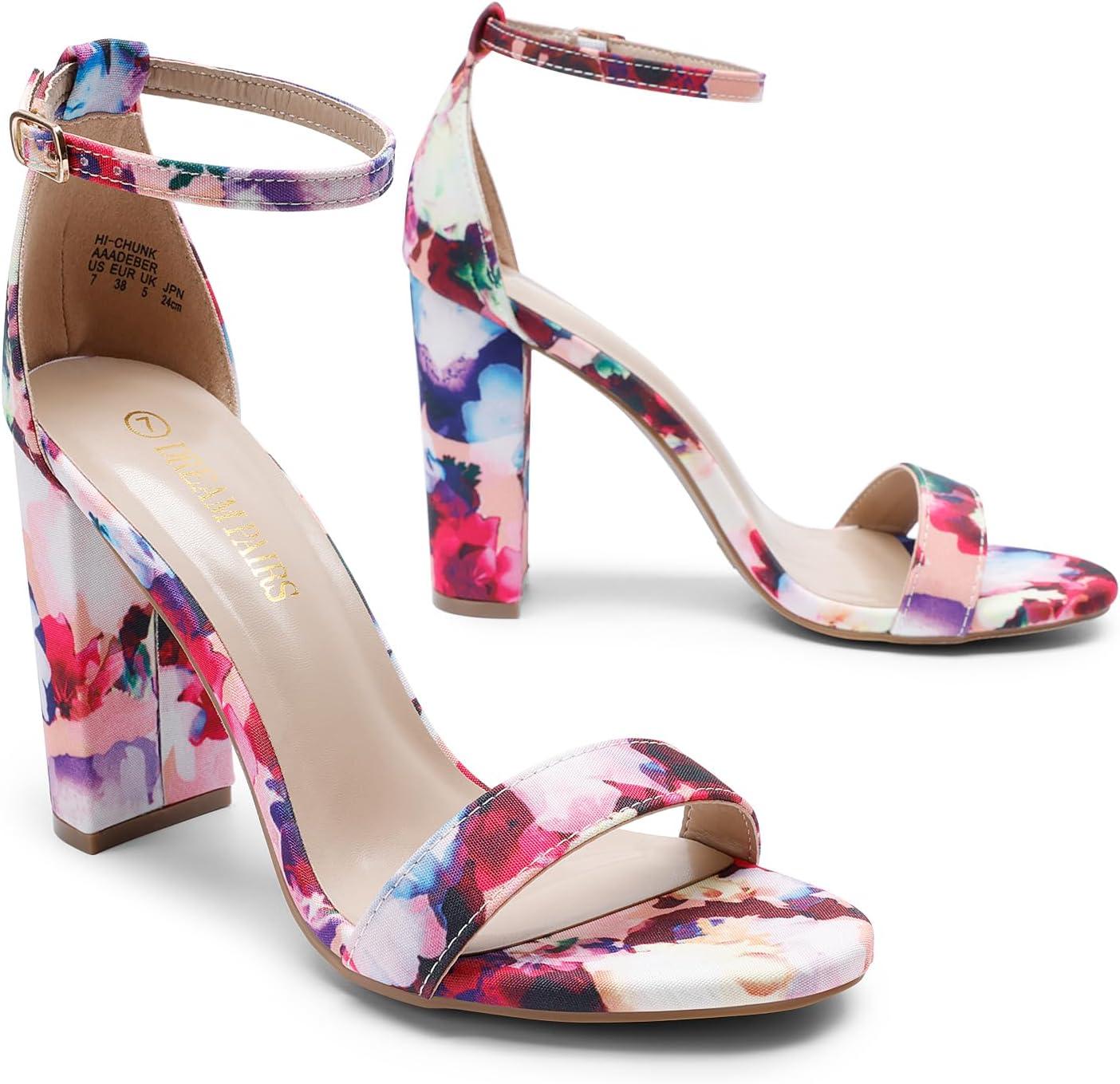 imageDREAM PAIRS Womens HiChunk High Heel Pump SandalsFloral