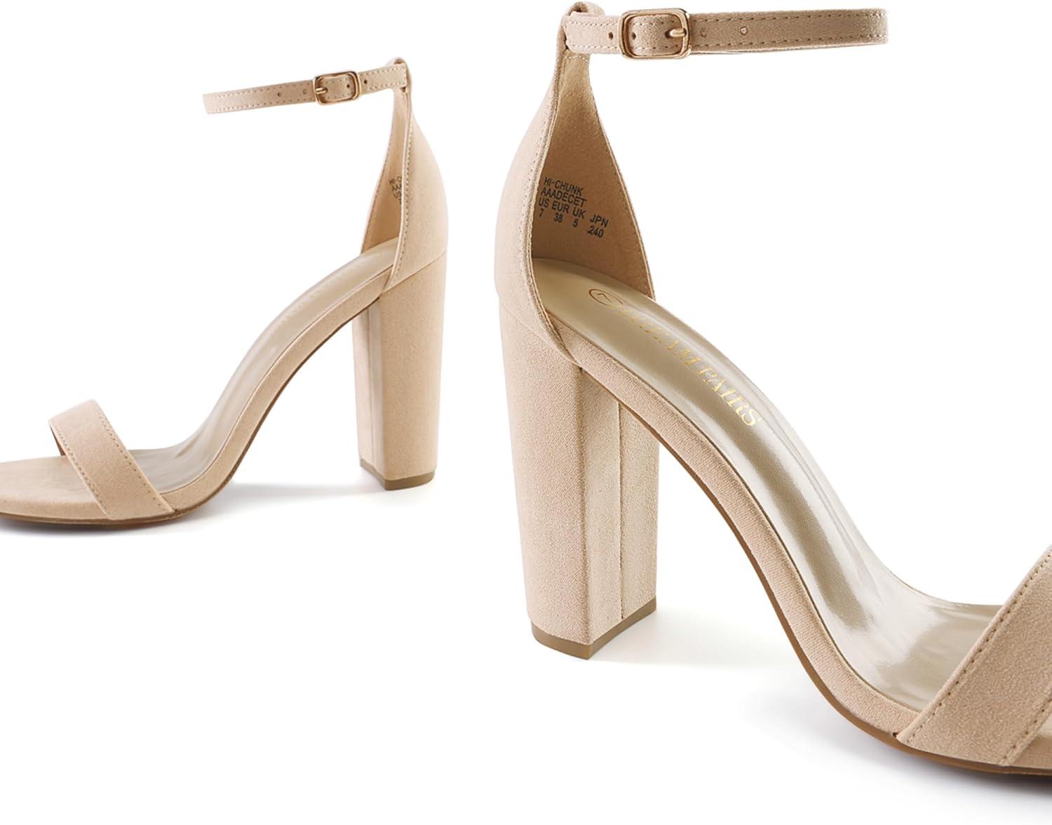 imageDREAM PAIRS Womens HiChunk High Heel Pump SandalsNudeSuede