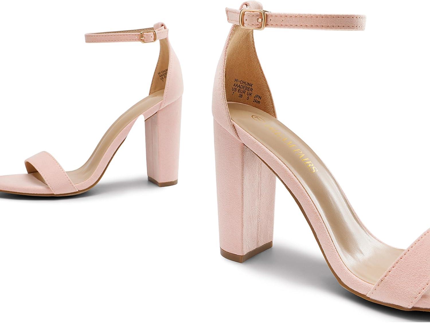 imageDREAM PAIRS Womens HiChunk High Heel Pump SandalsPinkSuede