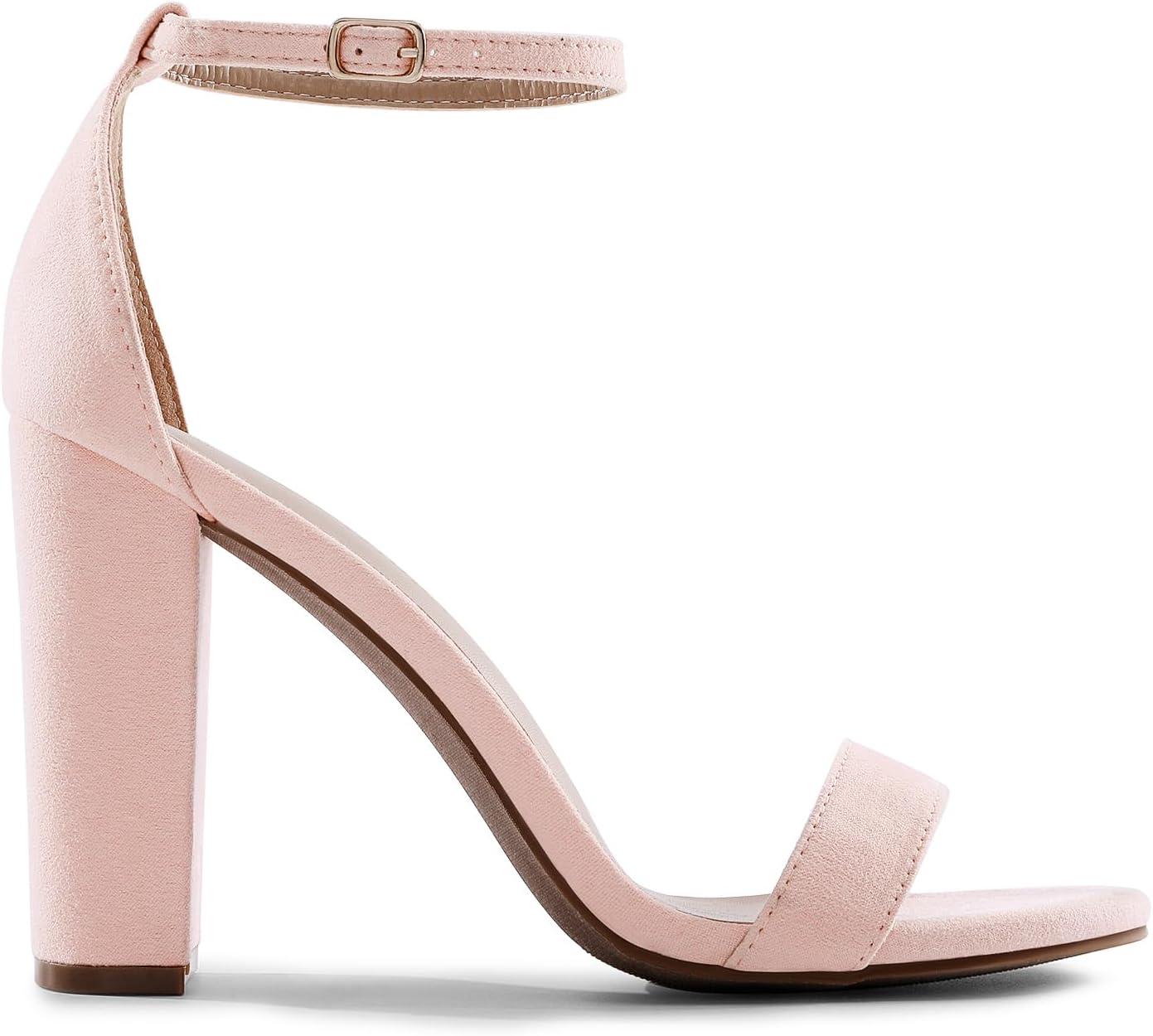 imageDREAM PAIRS Womens HiChunk High Heel Pump SandalsPinkSuede