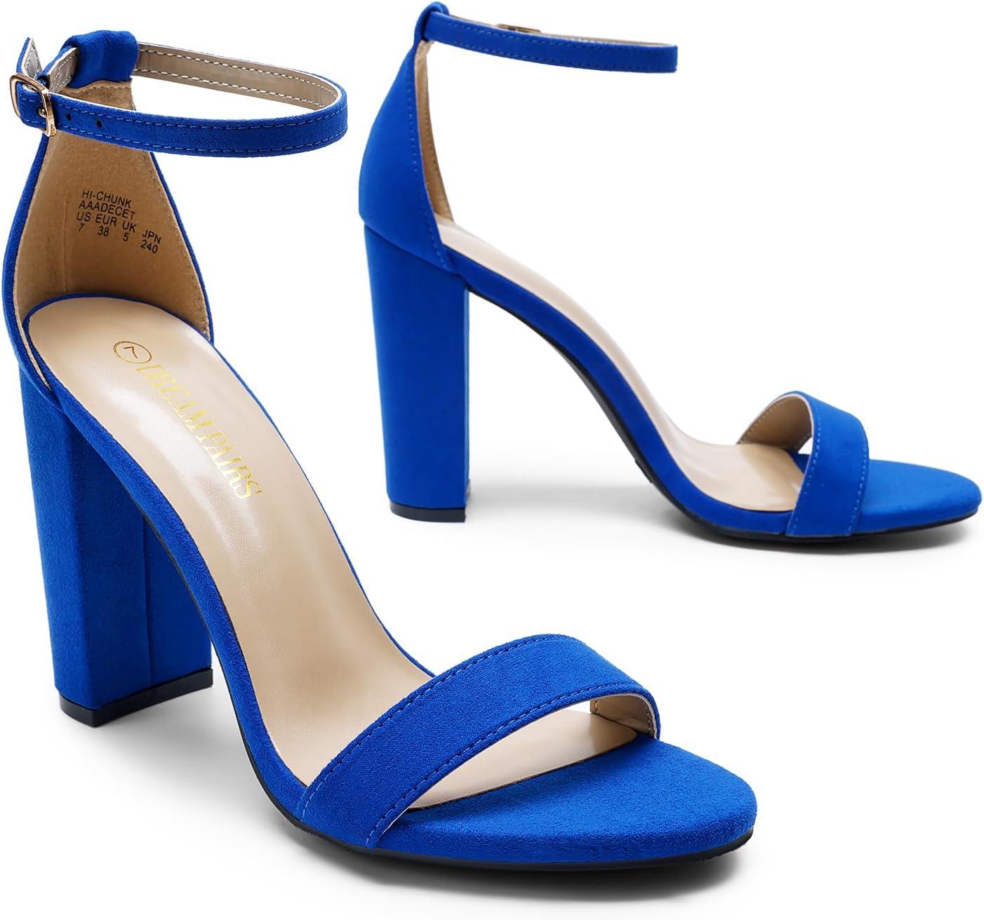 imageDREAM PAIRS Womens HiChunk High Heel Pump SandalsRoyalBlue