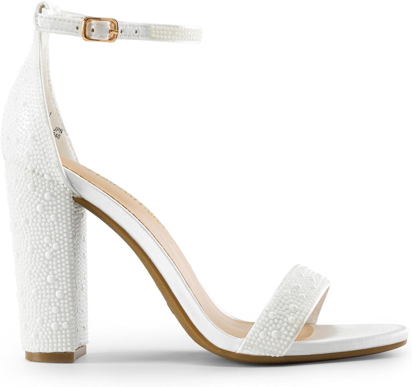 imageDREAM PAIRS Womens HiChunk High Heel Pump SandalsWhitepearl