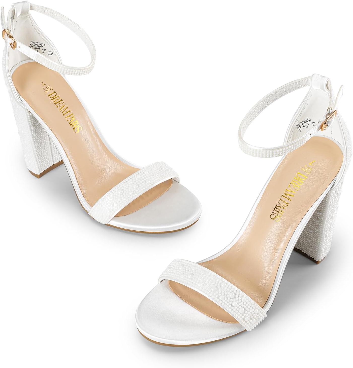 imageDREAM PAIRS Womens HiChunk High Heel Pump SandalsWhitepearl