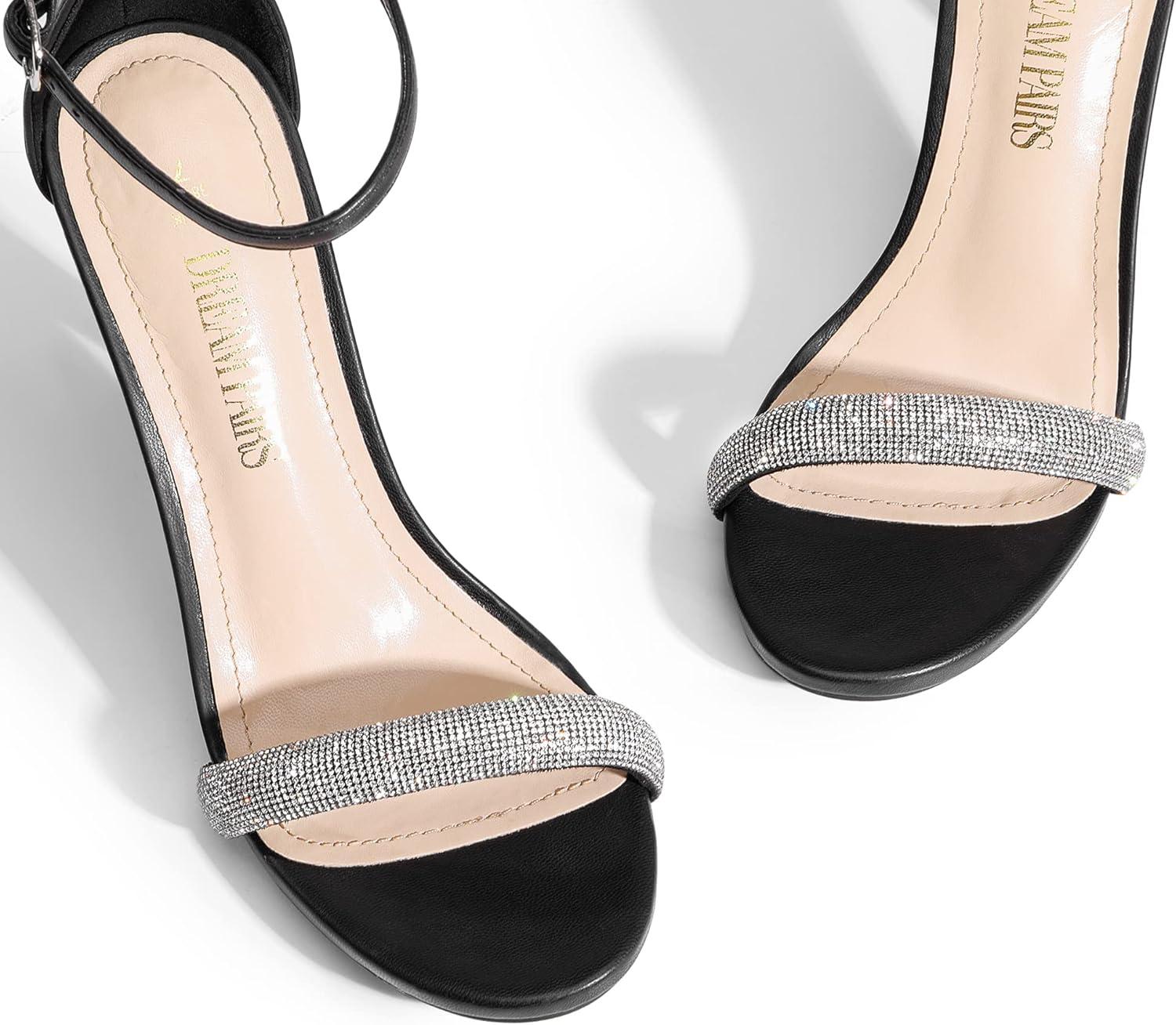 imageDREAM PAIRS Womens High Heels Flower Ankle Strap Stilettos Round Open Toe Dressy Sexy SandalsBlackrhinestone