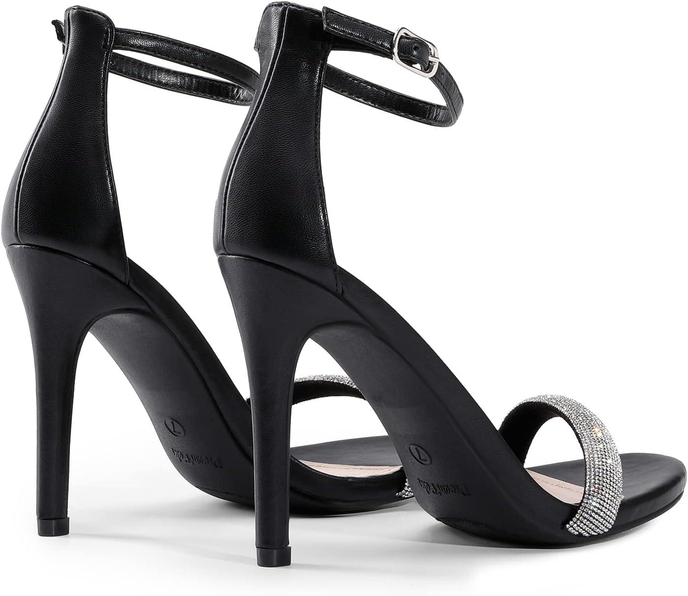 imageDREAM PAIRS Womens High Heels Flower Ankle Strap Stilettos Round Open Toe Dressy Sexy SandalsBlackrhinestone